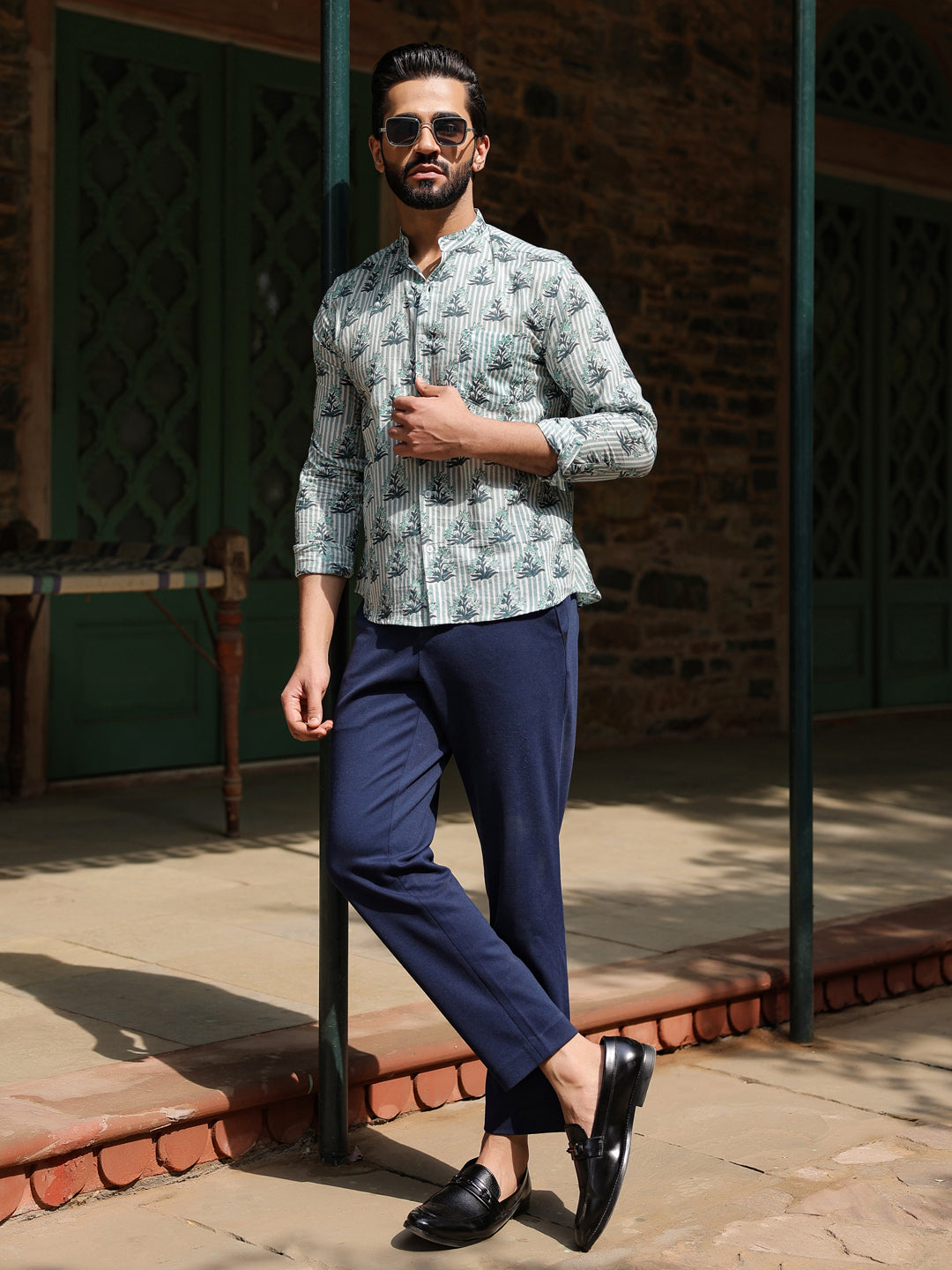 Men's Pure Cotton Off White Casual Shirt - SanskrutiHomes