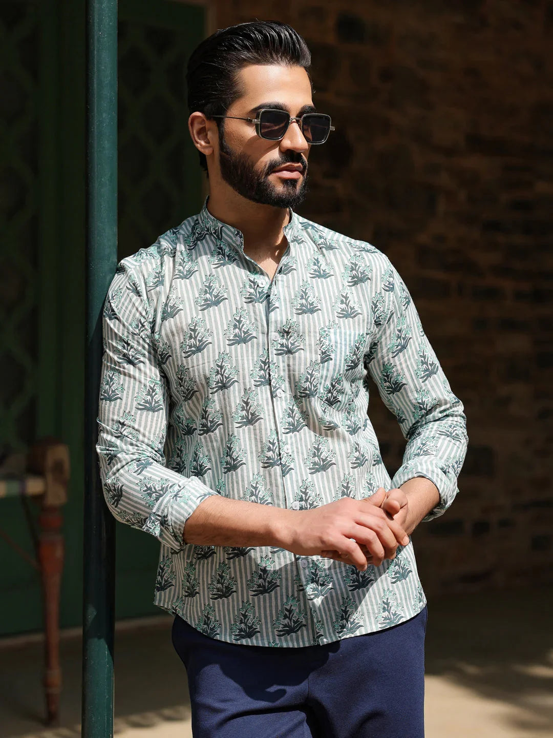 Men's Pure Cotton Off White Casual Shirt - SanskrutiHomes