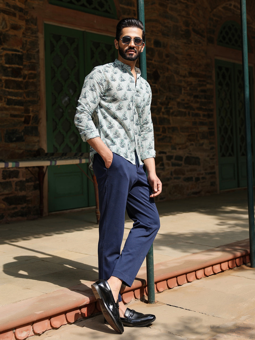 Men's Pure Cotton Off White Casual Shirt - SanskrutiHomes