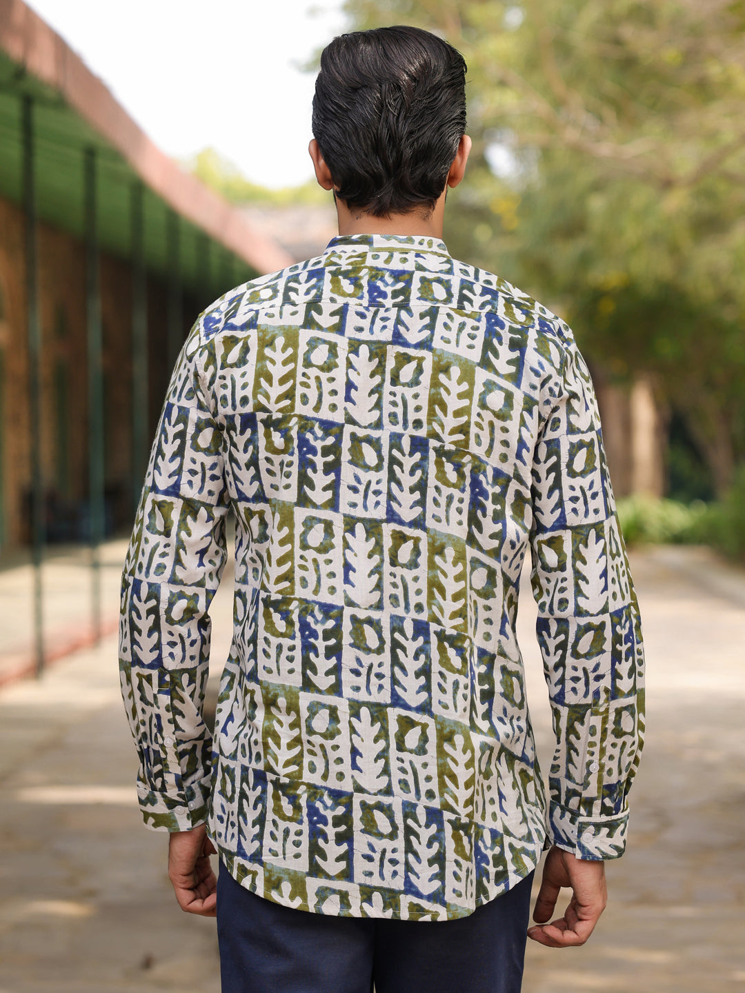 Men's Ethnic Motifs Pure Cotton Navy Blue Printed Kurta