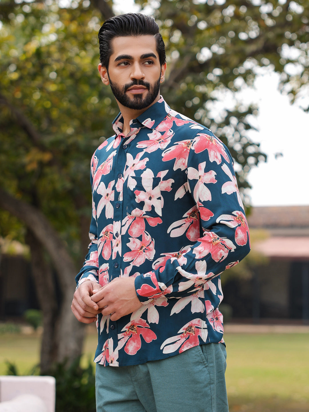 Men's Floral Print Pure Viscose Rayon Multi Colour Casual Shirt