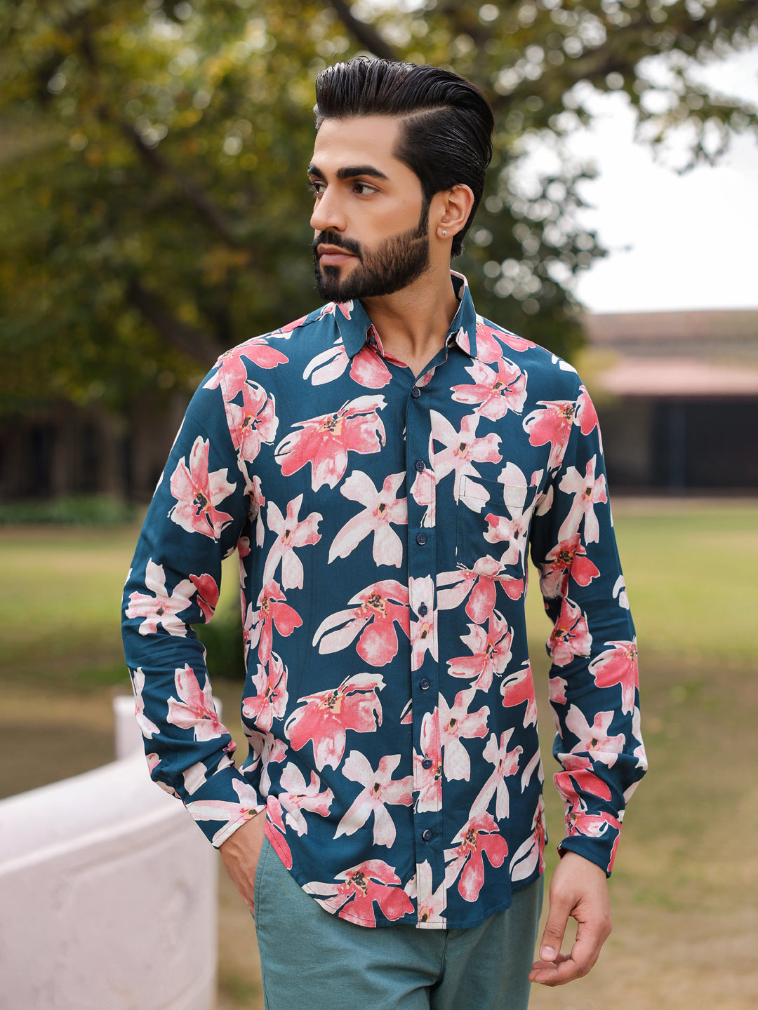 Men's Floral Print Pure Viscose Rayon Multi Colour Casual Shirt - SanskrutiHomes