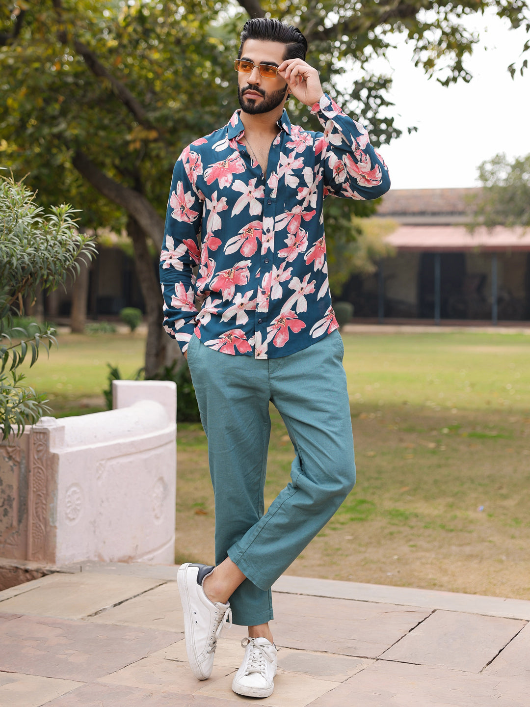 Men's Floral Print Pure Viscose Rayon Multi Colour Casual Shirt - SanskrutiHomes