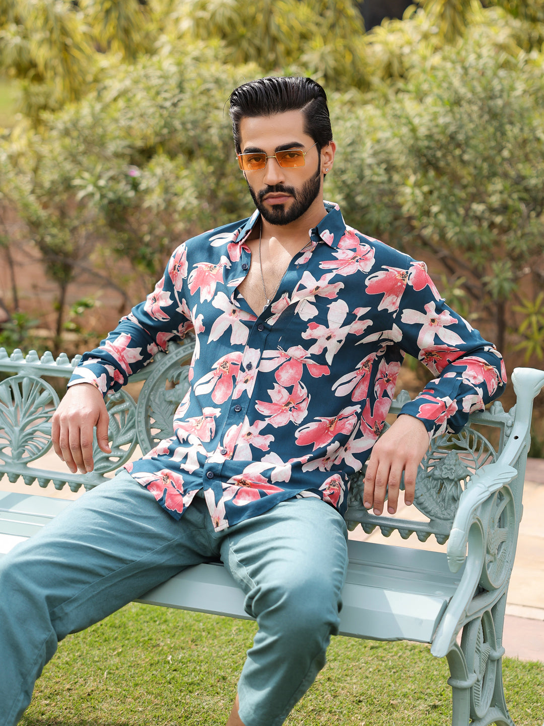 Men's Floral Print Pure Viscose Rayon Multi Colour Casual Shirt - SanskrutiHomes