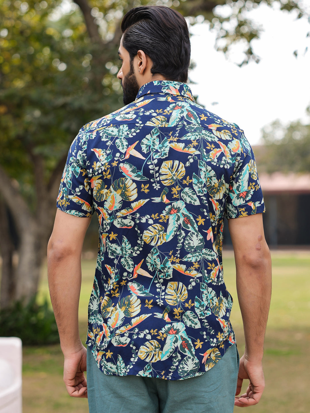 Men's Floral Print Pure Viscose Rayon Multi Colour Casual Shirt - SanskrutiHomes