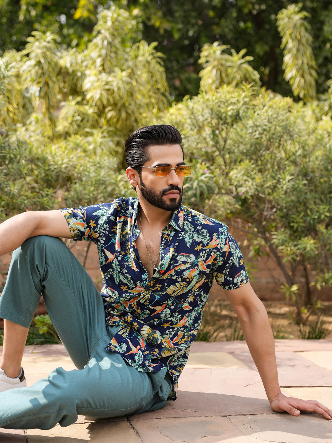 Men's Floral Print Pure Viscose Rayon Multi Colour Casual Shirt - SanskrutiHomes