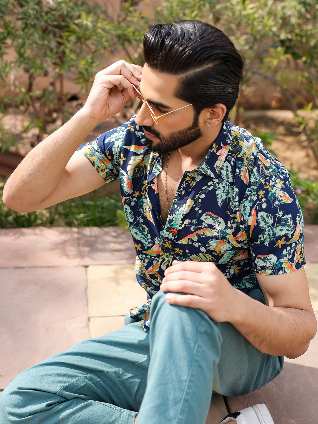 Men's Floral Print Pure Viscose Rayon Multi Colour Casual Shirt - SanskrutiHomes