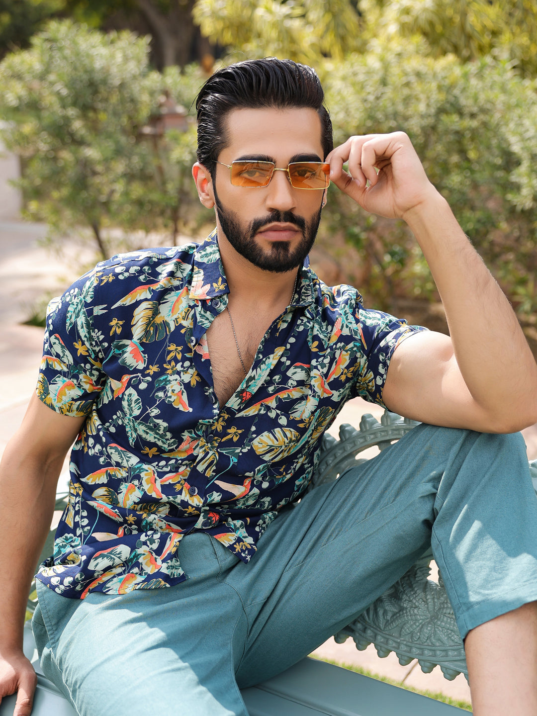 Men's Floral Print Pure Viscose Rayon Multi Colour Casual Shirt - SanskrutiHomes