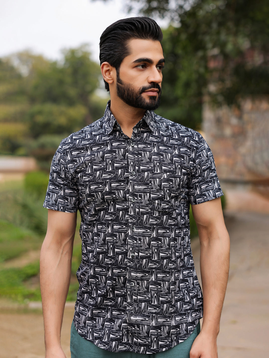Men's Pure Cotton Black Casual Shirt