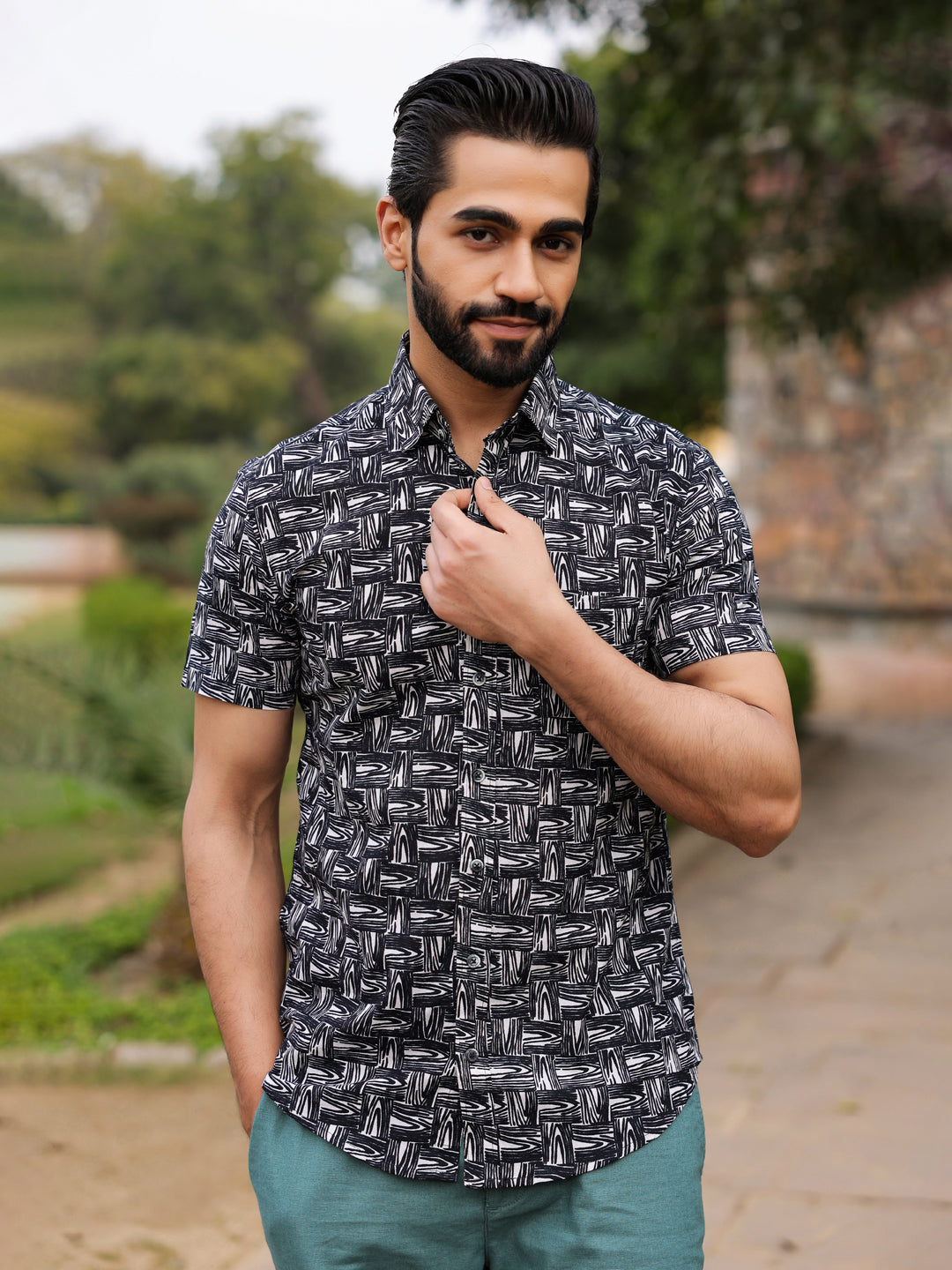 Men's Pure Cotton Black Casual Shirt