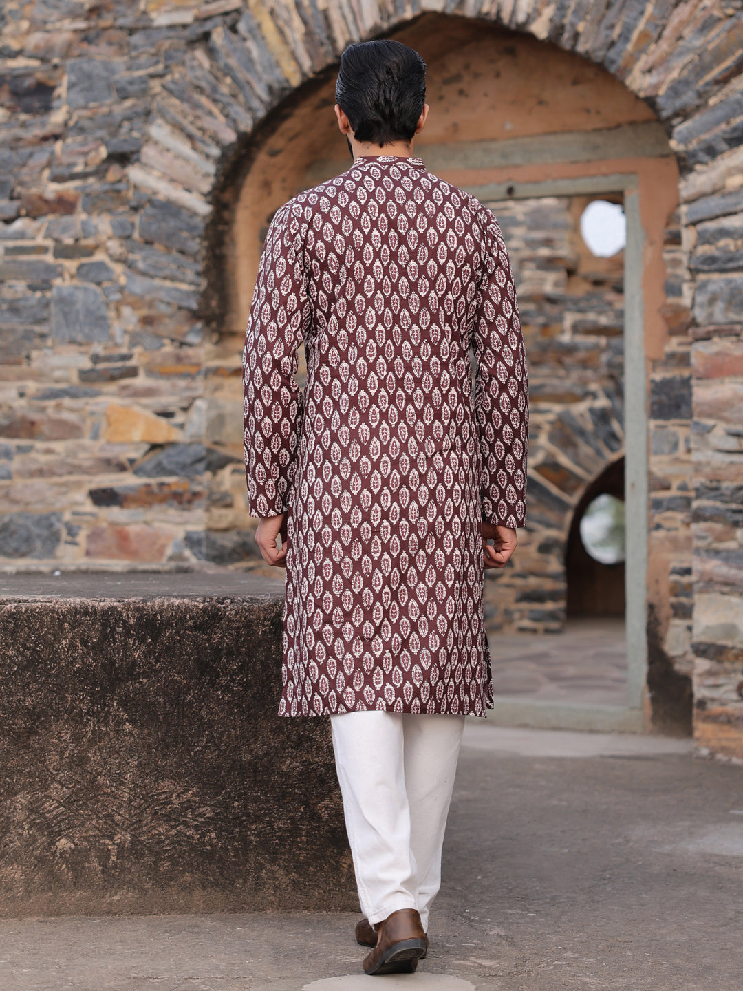 Men's Ethnic Motifs Pure Cotton Vine Printed Kurta