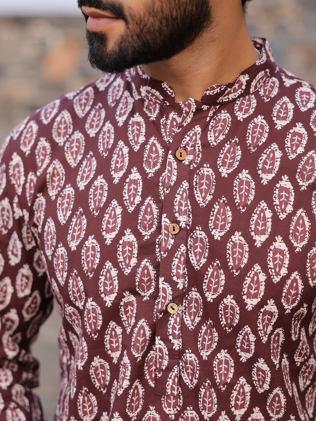 Men's Ethnic Motifs Pure Cotton Vine Printed Kurta