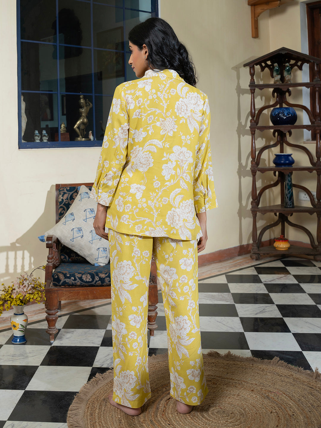 LEMON FLORA Viscose Rayon co-ord set