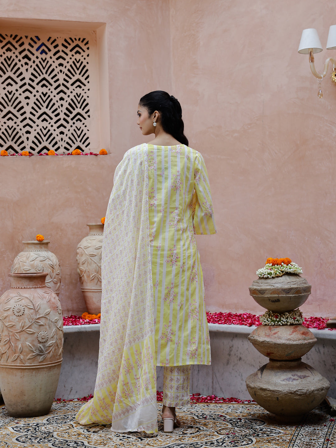 Flower Printed Cotton Kurta Set For Women