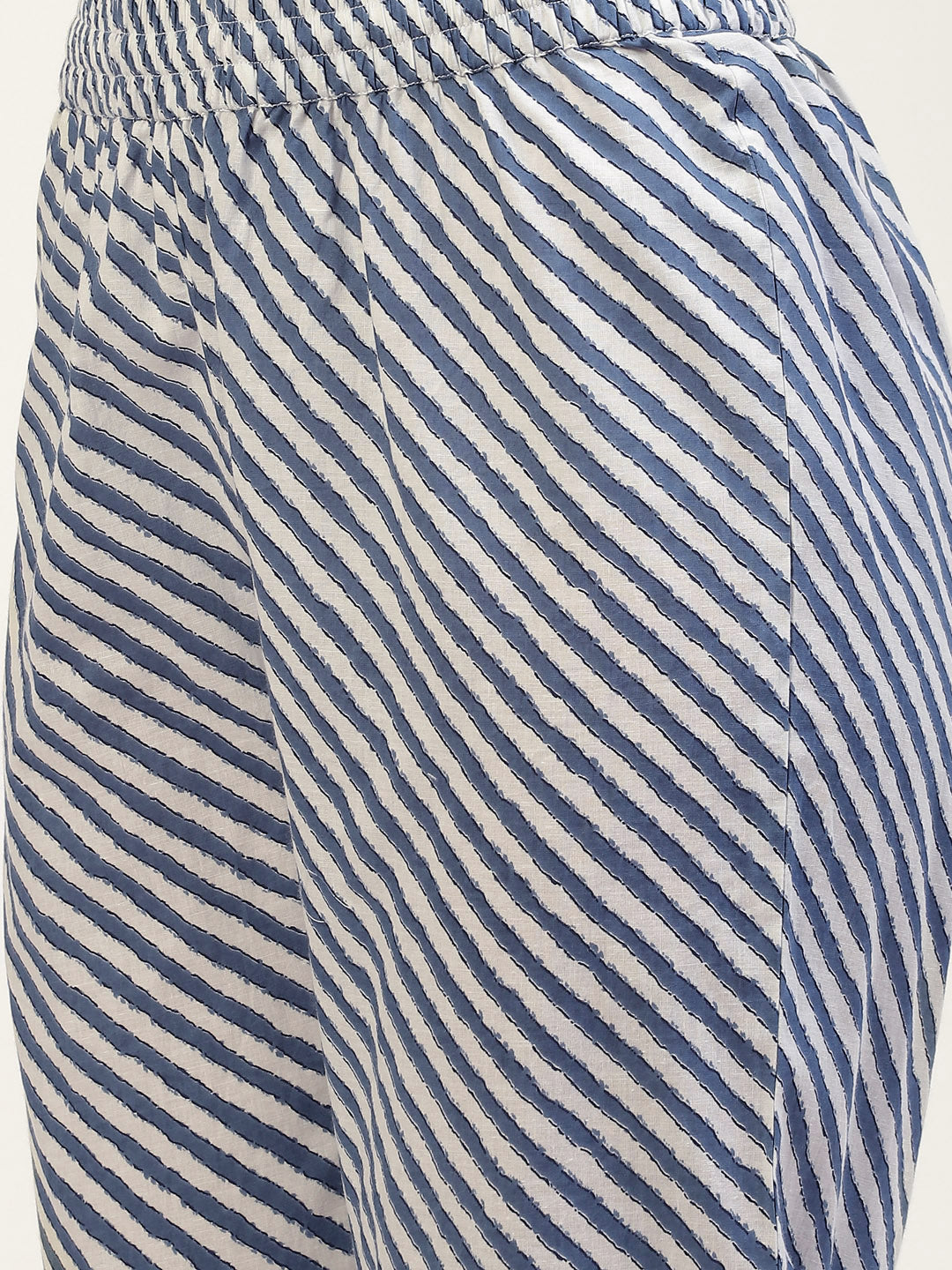 Blue Pure Cotton Floral Printed V-Neck Kurta Set With Dupatta