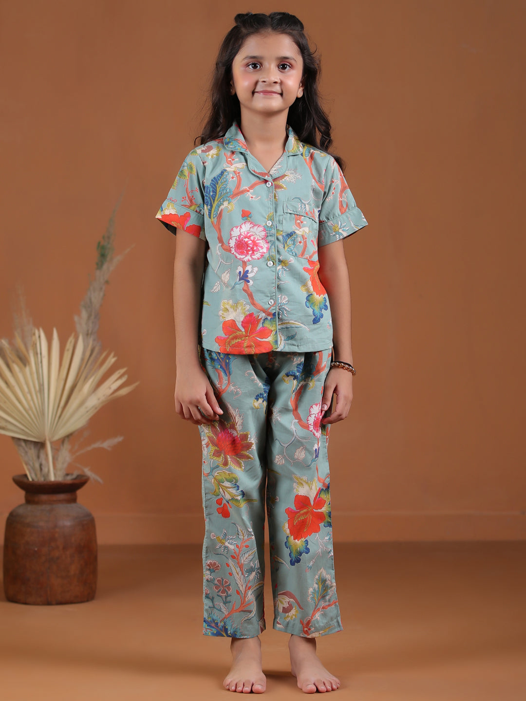 Flower Printed Night Suit Set for Kids