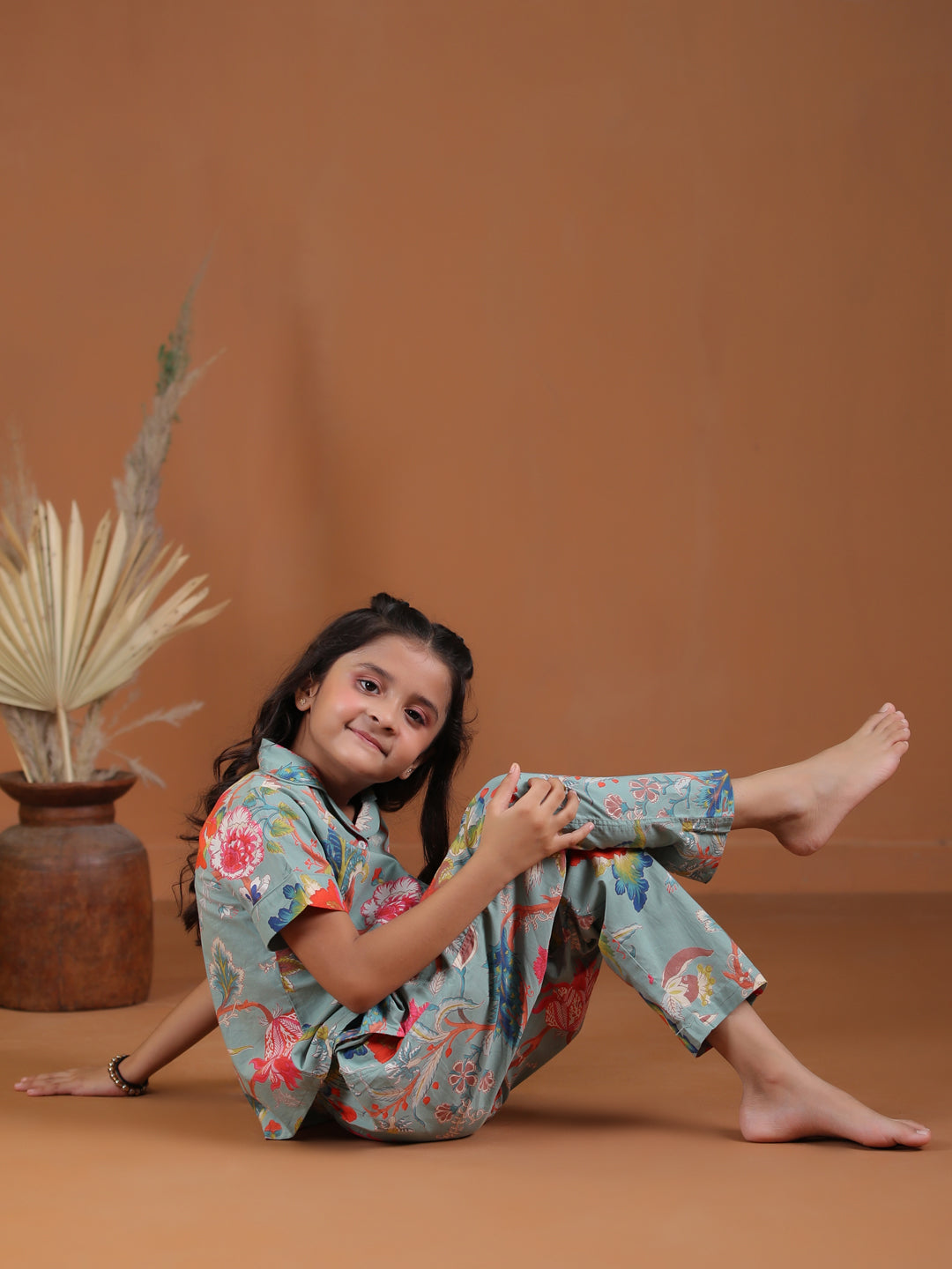 Flower Printed Night Suit Set for Kids