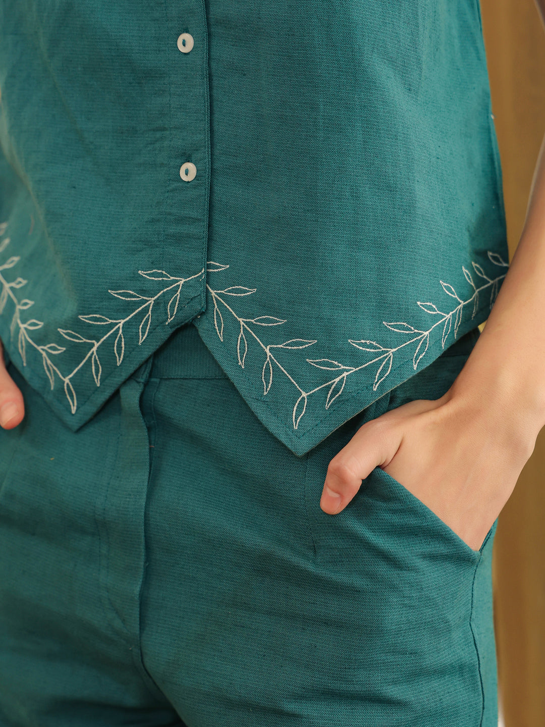 Teal Color Solid Co-Ords Set For Women