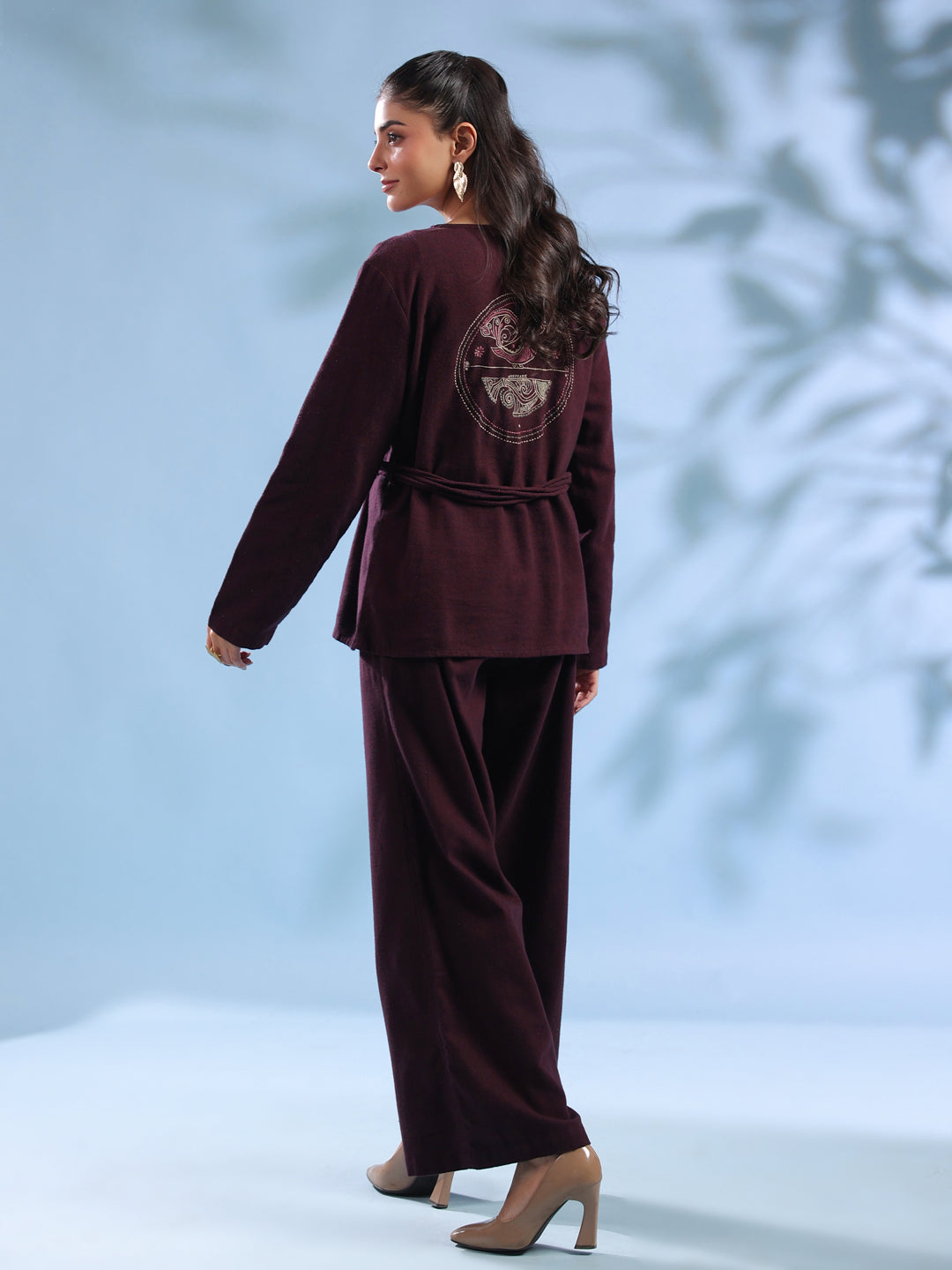Purple Solid Round Neck Pure Cotton Co-ord Set for Women