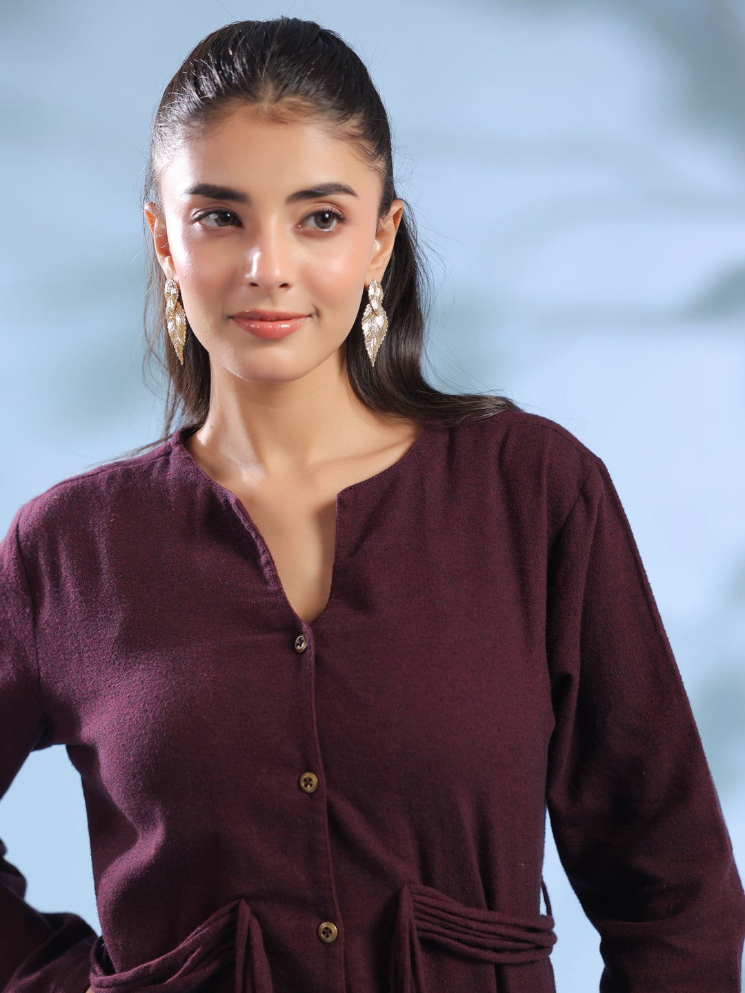 Purple Solid Round Neck Pure Cotton Co-ord Set for Women