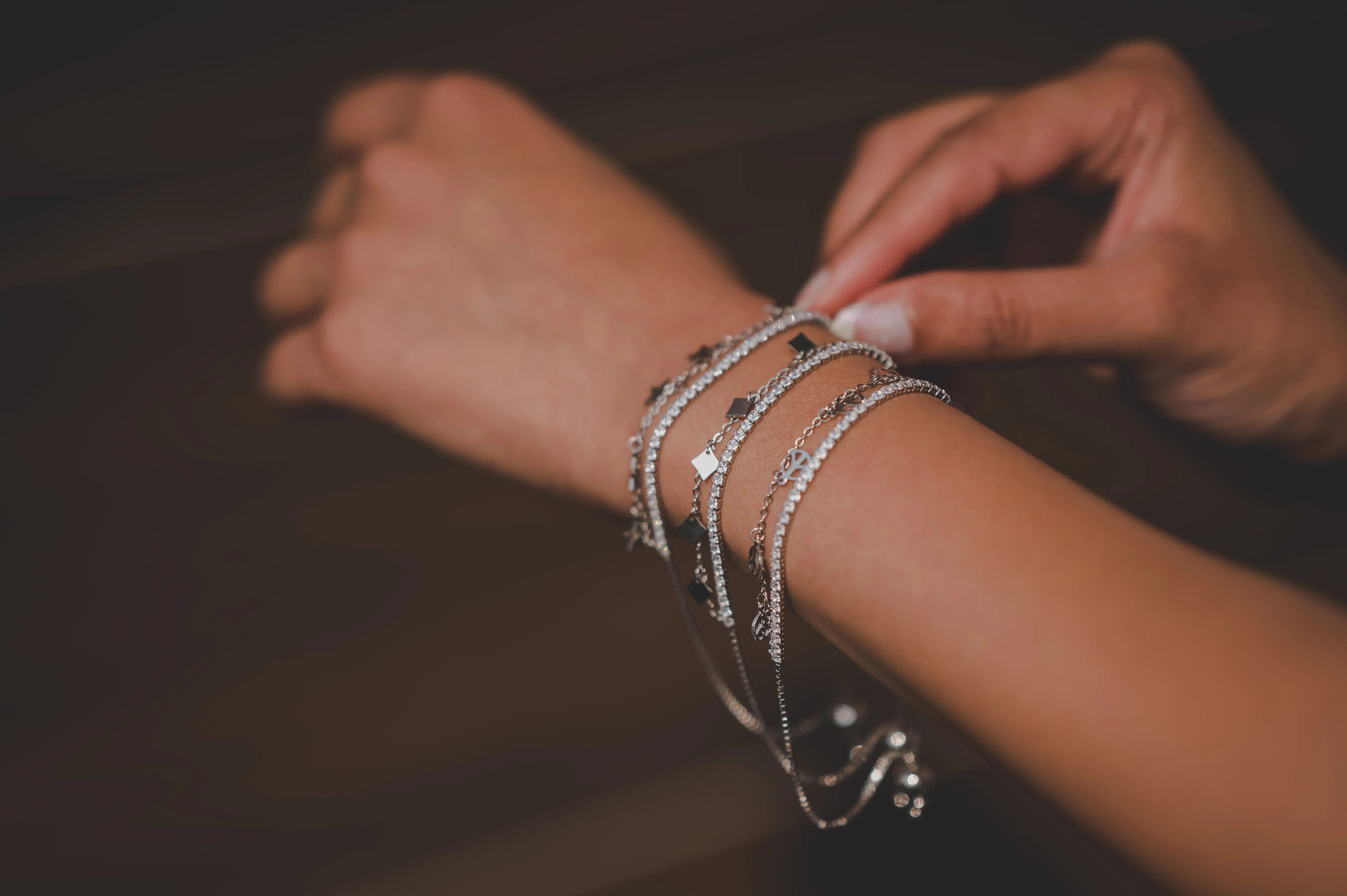 Tennis Bracelet Attached with Square Charms - SanskrutiHomes