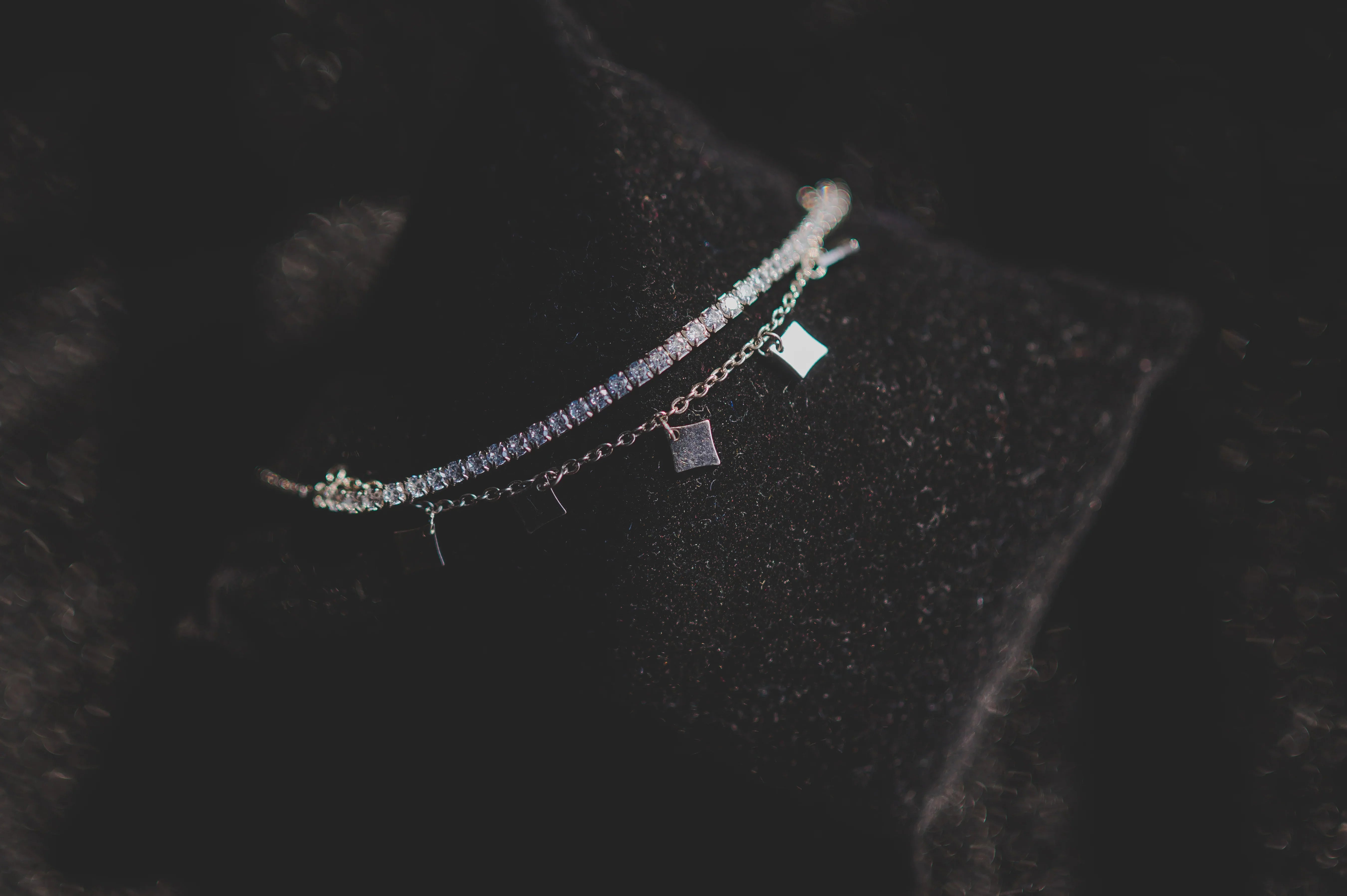 Tennis Bracelet Attached with Square Charms - SanskrutiHomes