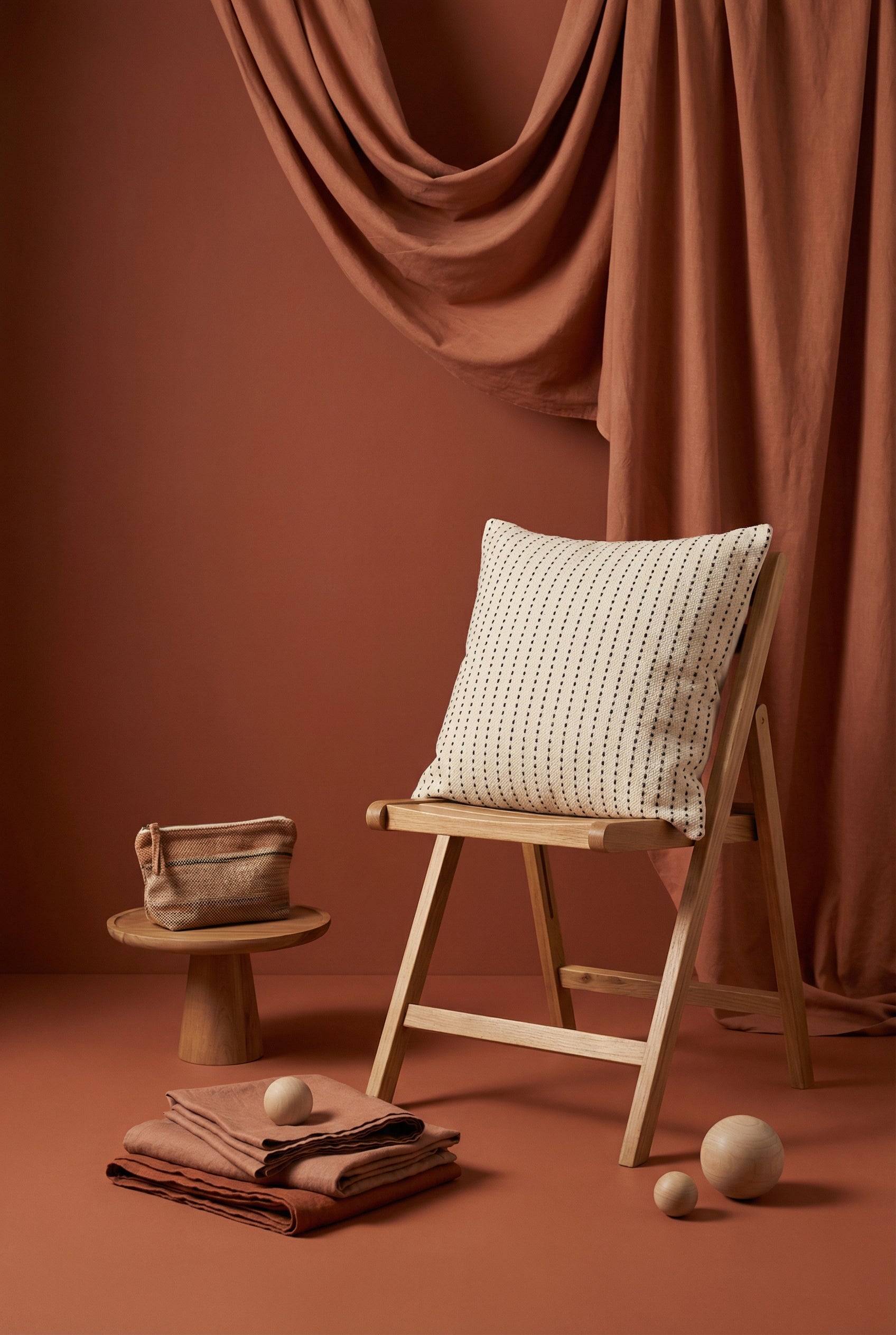 White Squared Dotted Stripe Pattern Textured Cotton Cushion Cover