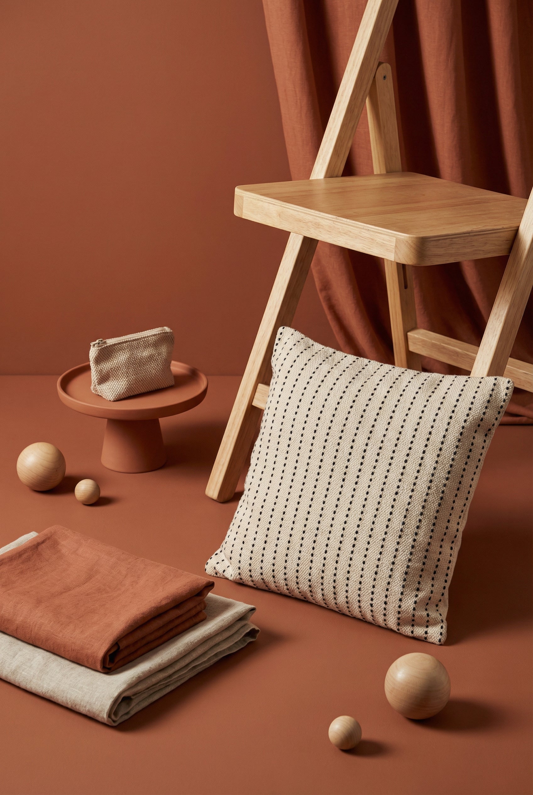 White Squared Dotted Stripe Pattern Textured Cotton Cushion Cover