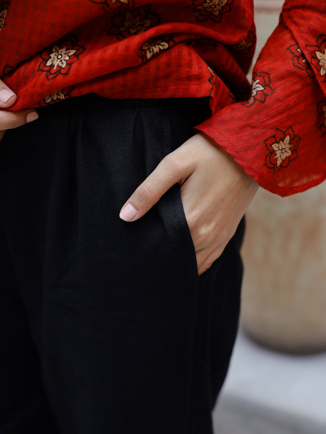 Red Cotton coord Set for Women