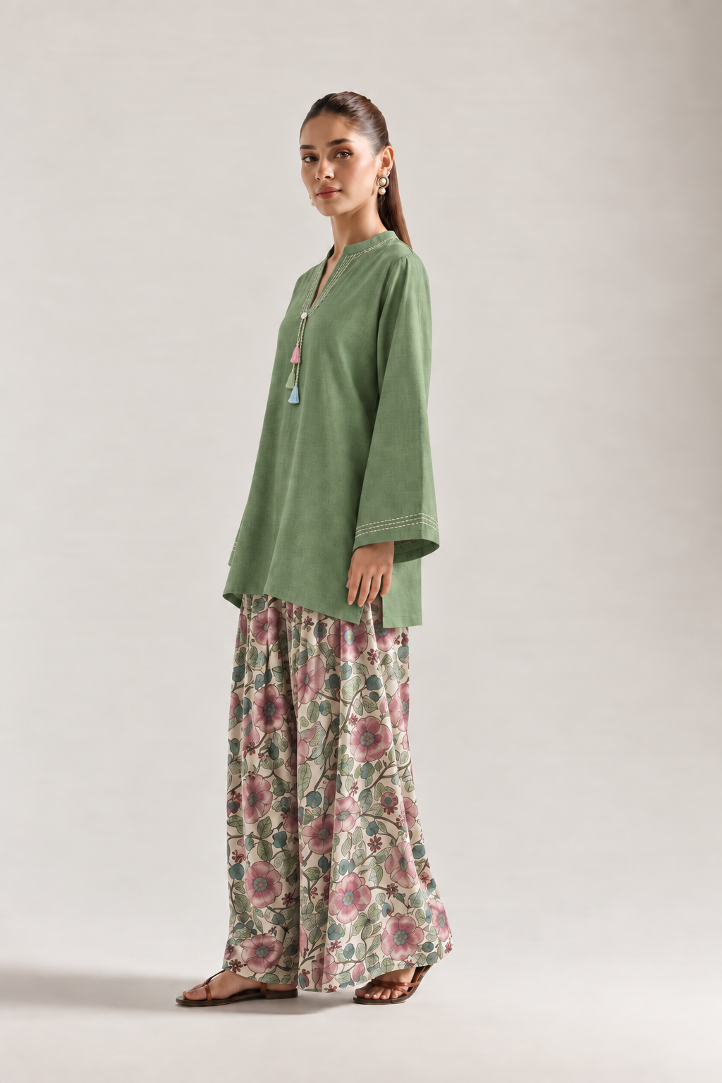 Seafoam Rose Garden Farshi Salwar Co-ord Set for Women