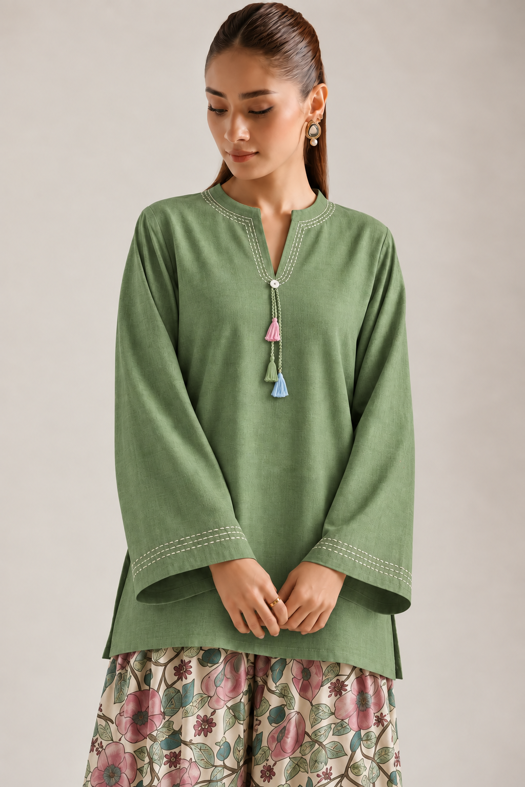 Seafoam Rose Garden Farshi Salwar Co-ord Set for Women