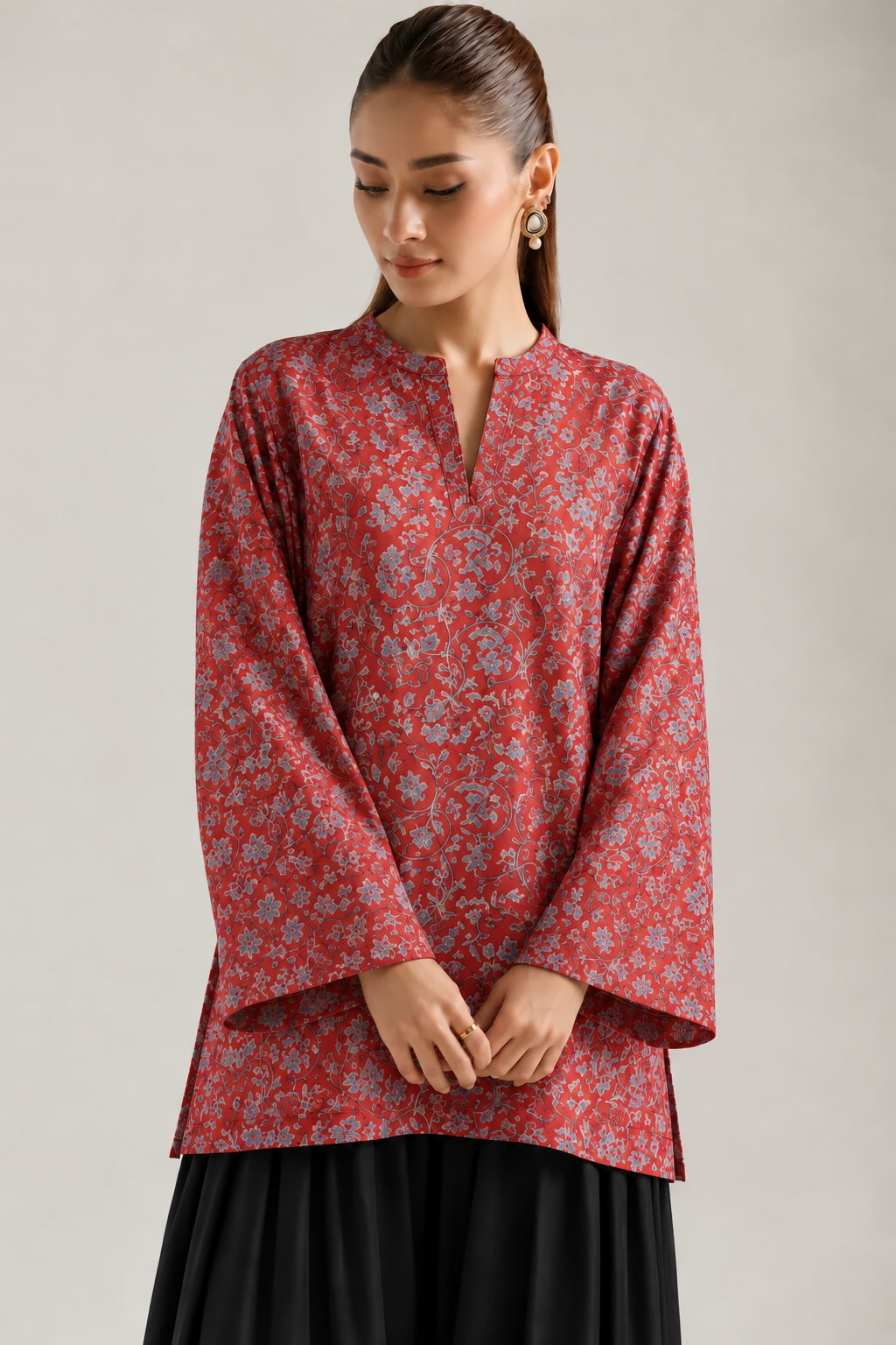 Scarlet Floral Vine Farshi Salwar Co-ord Set for Women