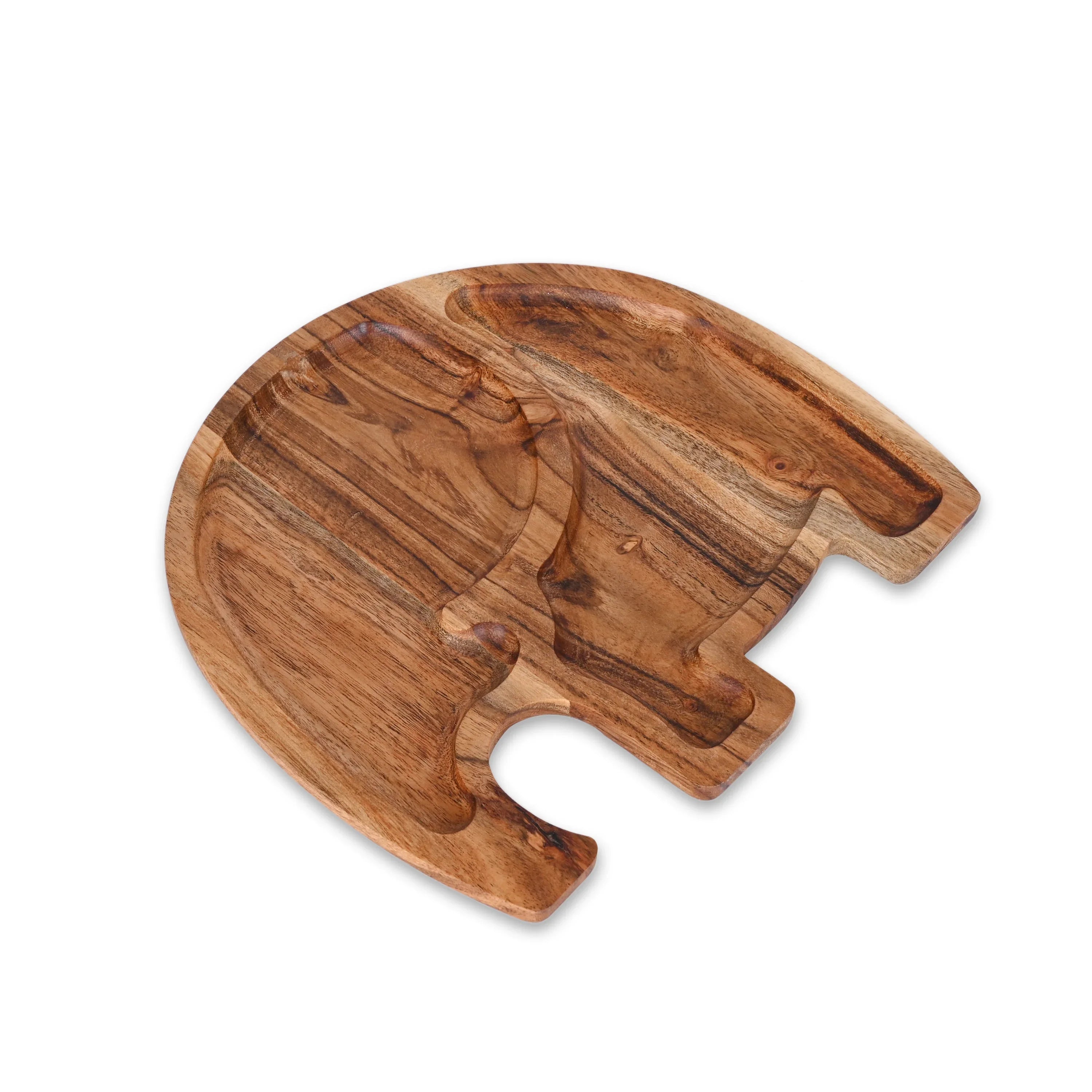 Acacia Wood Elephant-Shaped Serving Tray - SanskrutiHomes