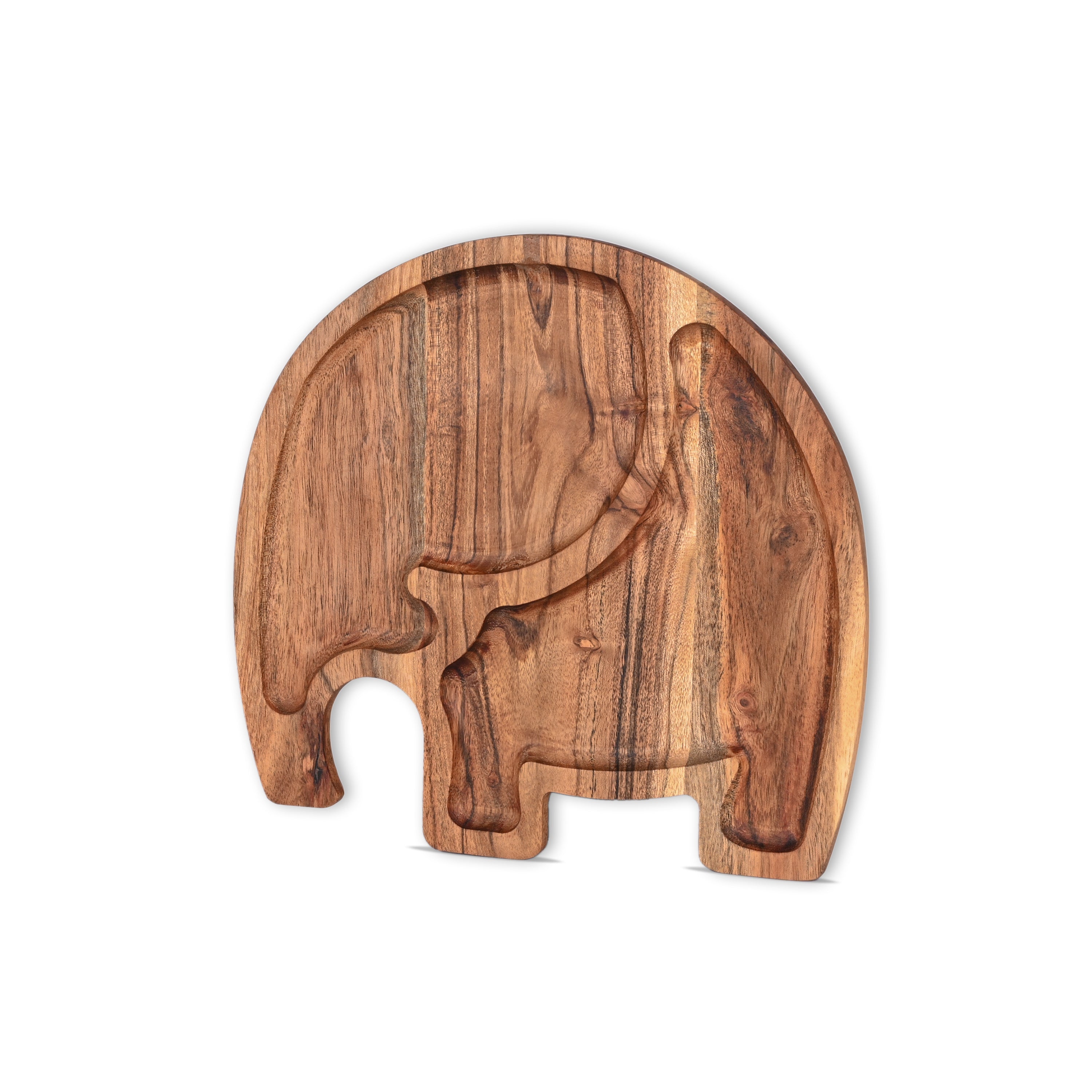 Acacia Wood Elephant-Shaped Serving Tray