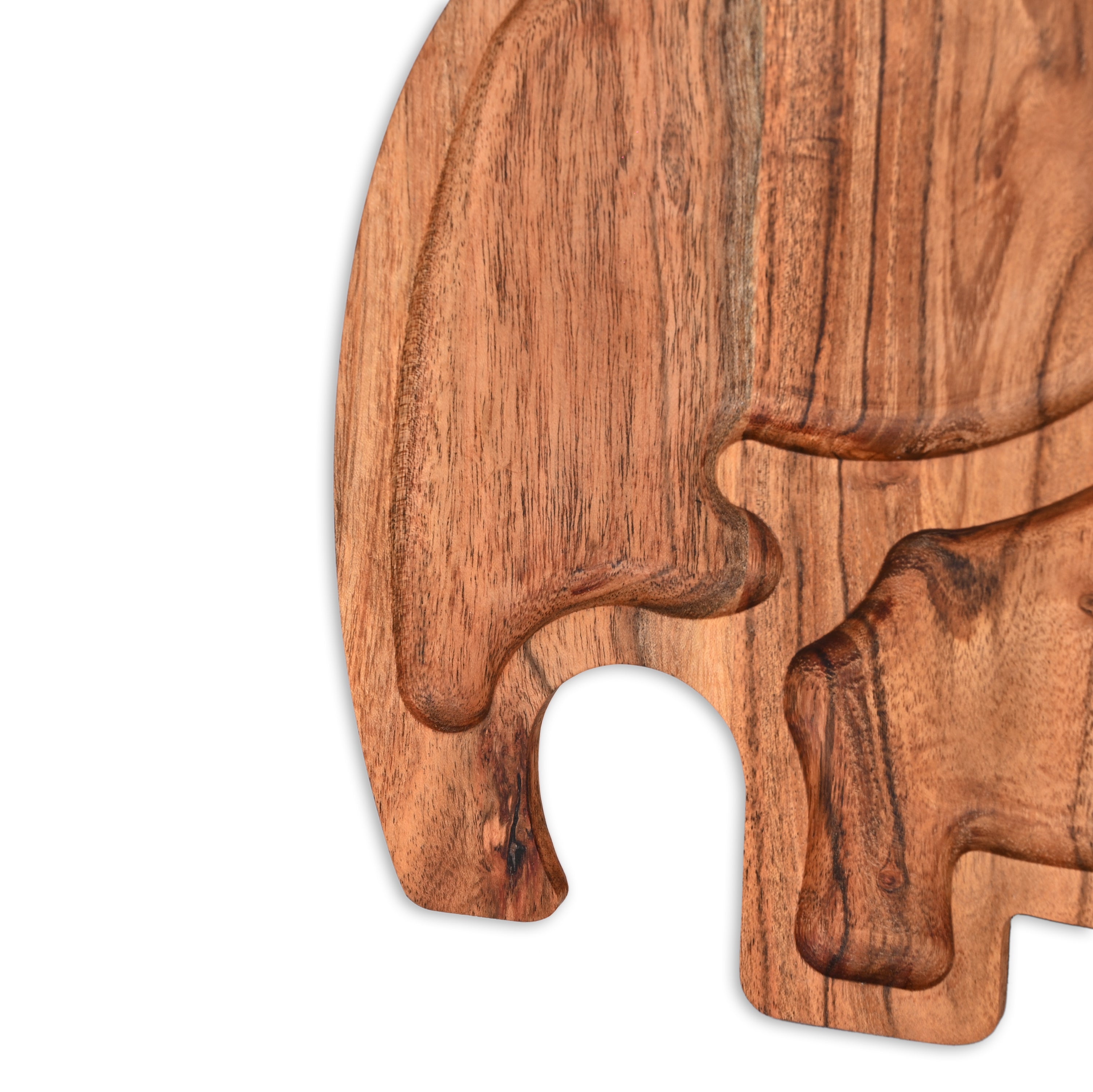 Acacia Wood Elephant-Shaped Serving Tray