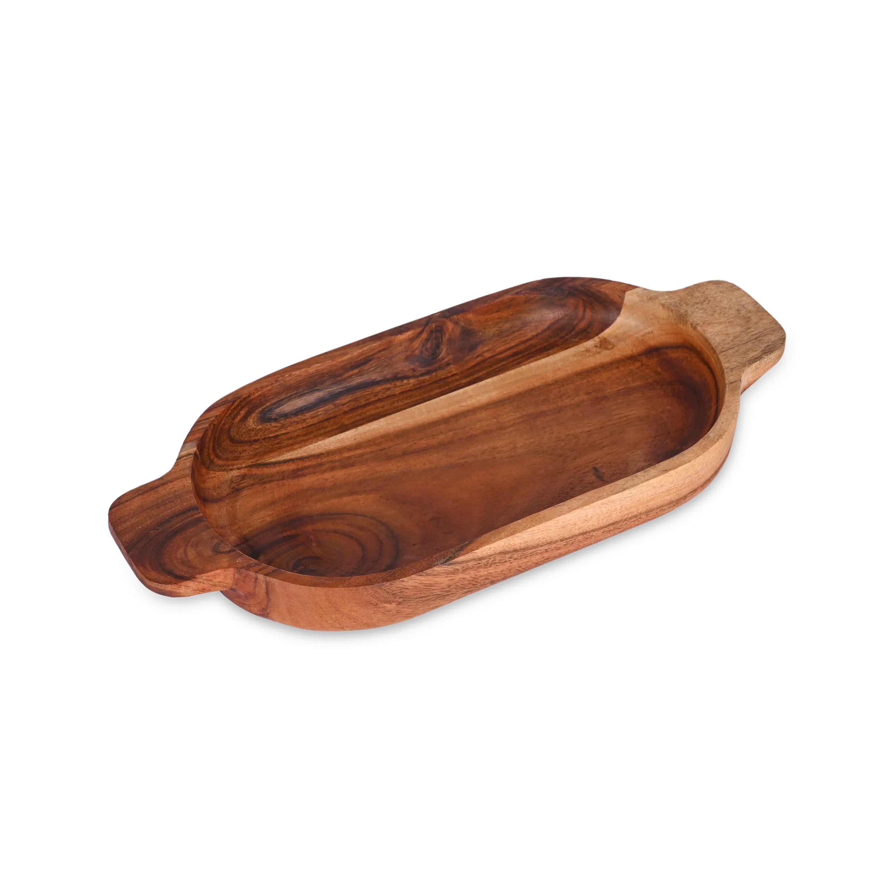Acacia Wood Divided Serving Tray - SanskrutiHomes