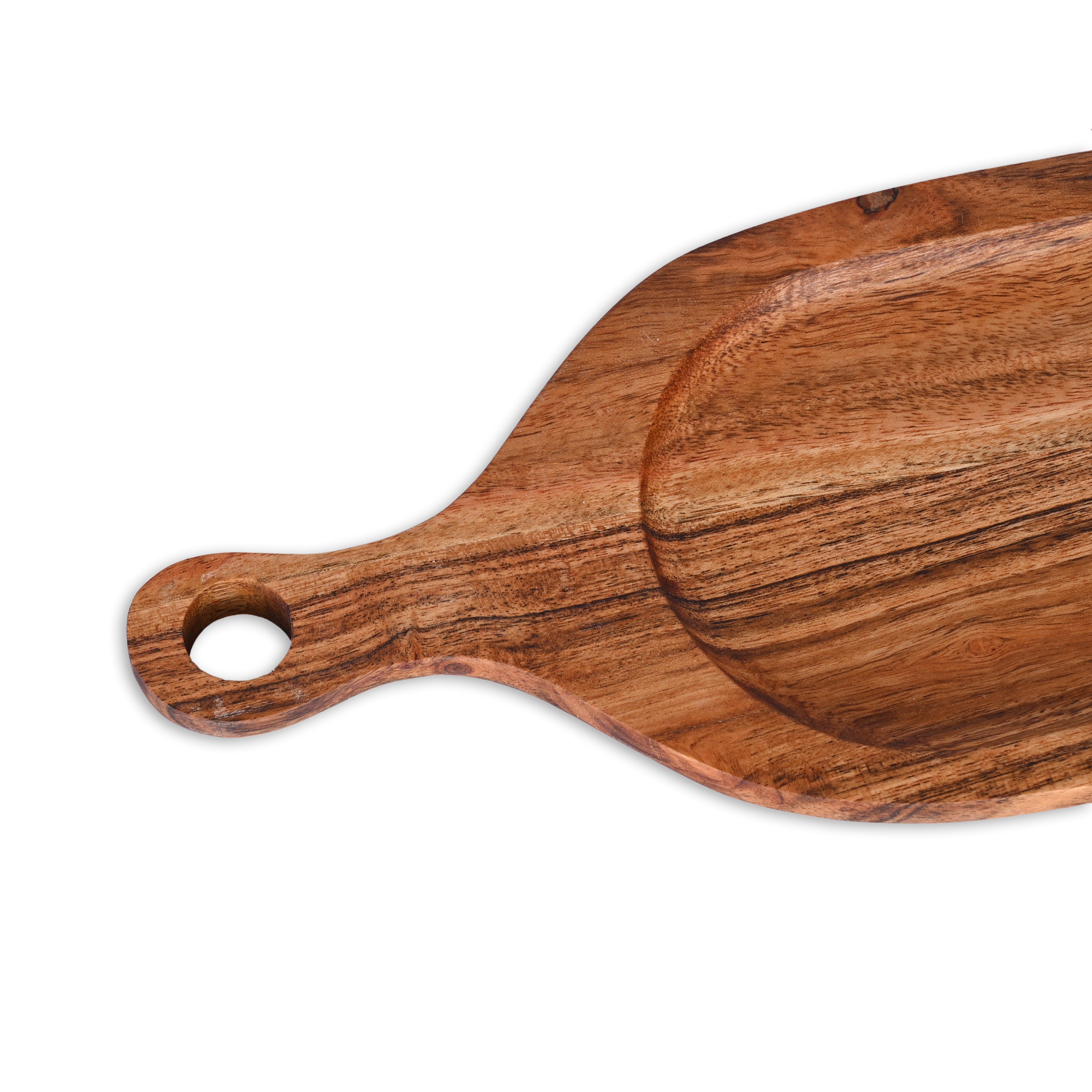 Acacia Wood Divided Paddle Serving Tray