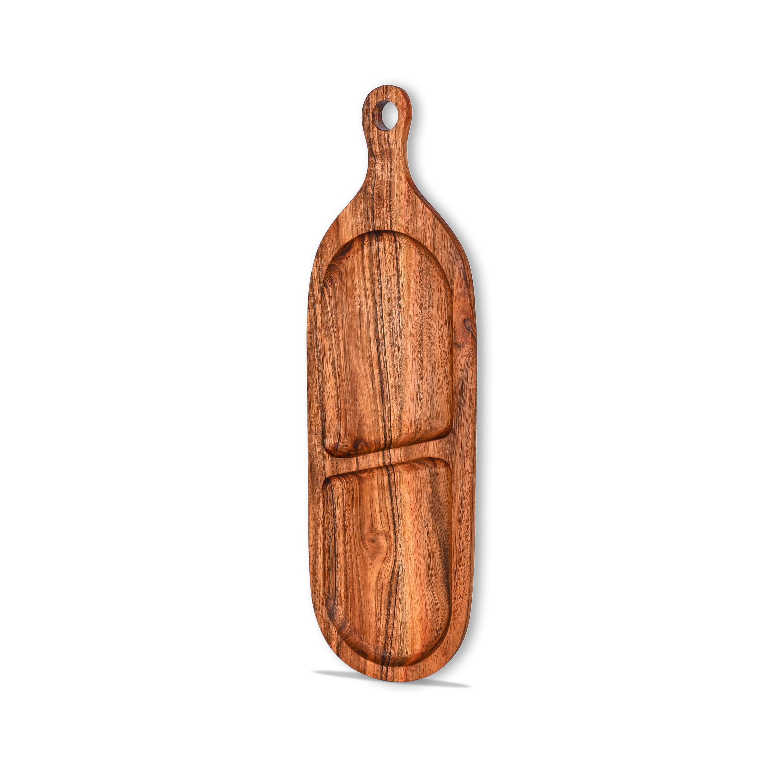 Acacia Wood Divided Paddle Serving Tray
