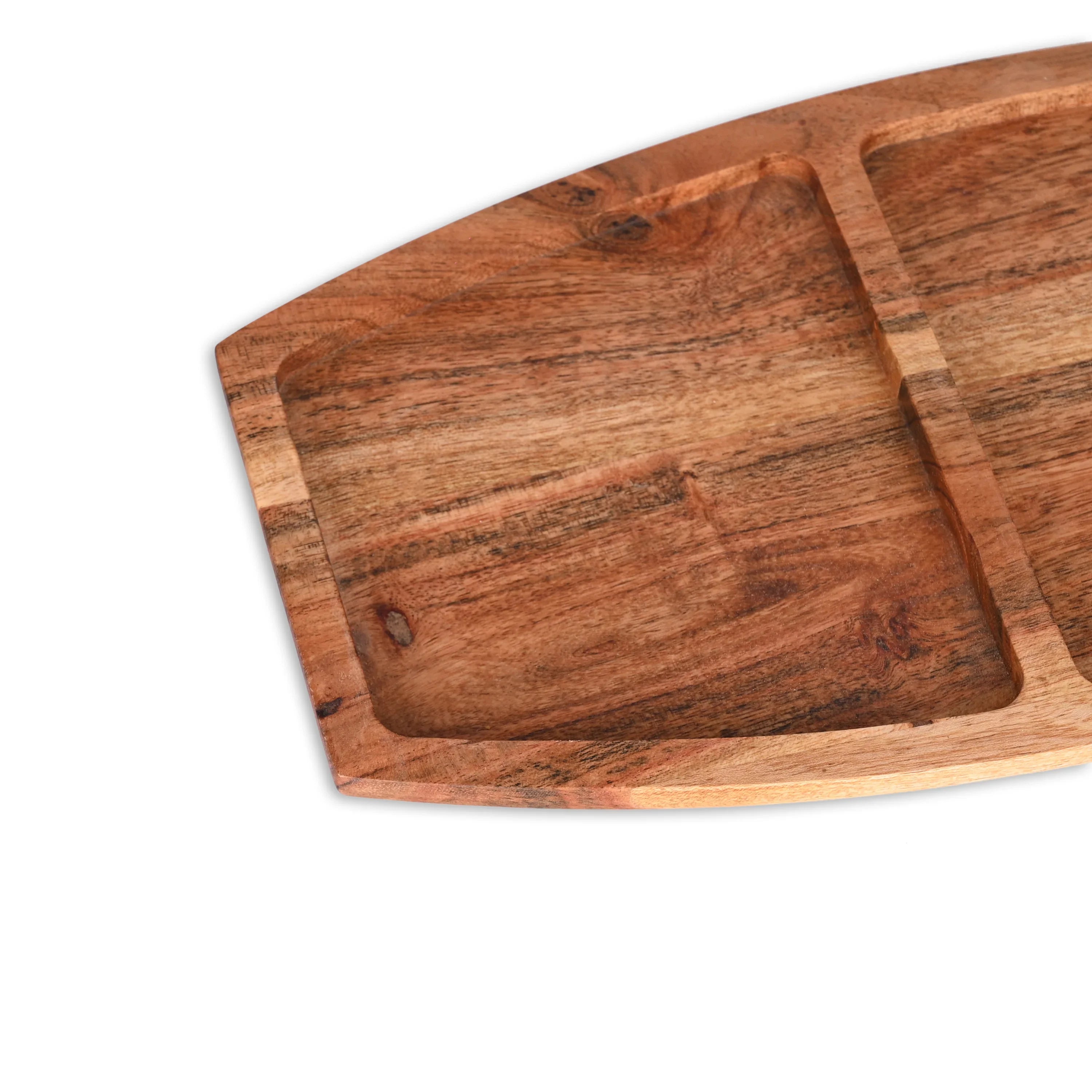 Acacia Wood Surfboard-Shaped Divided Platter - SanskrutiHomes