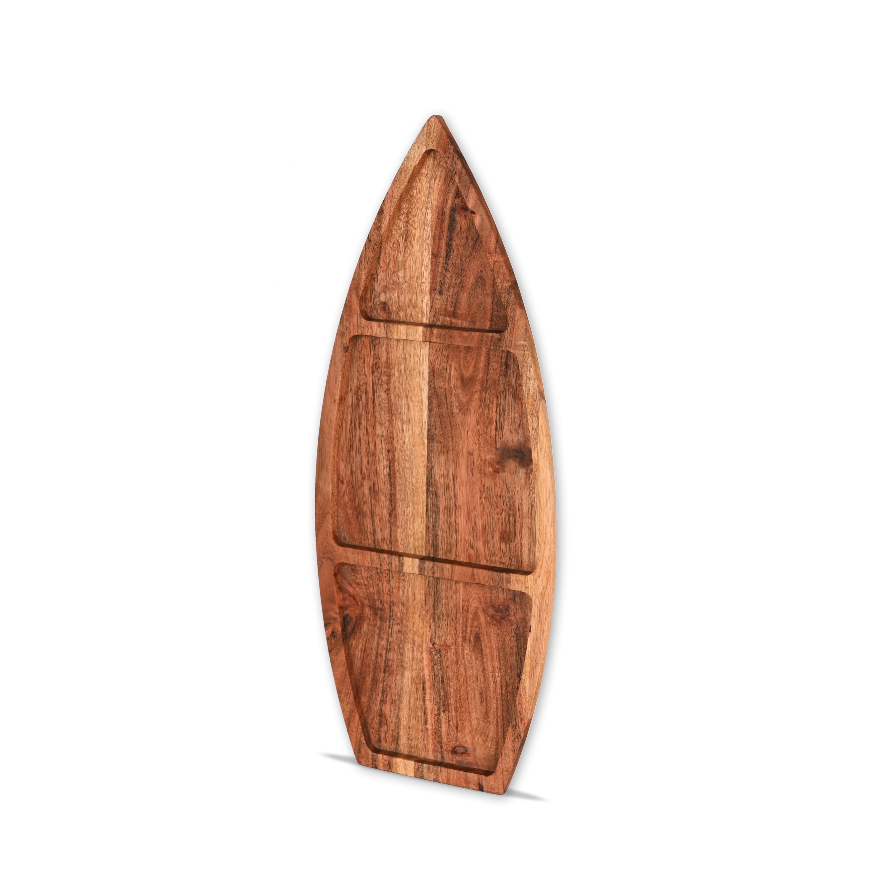 Acacia Wood Surfboard-Shaped Divided Platter