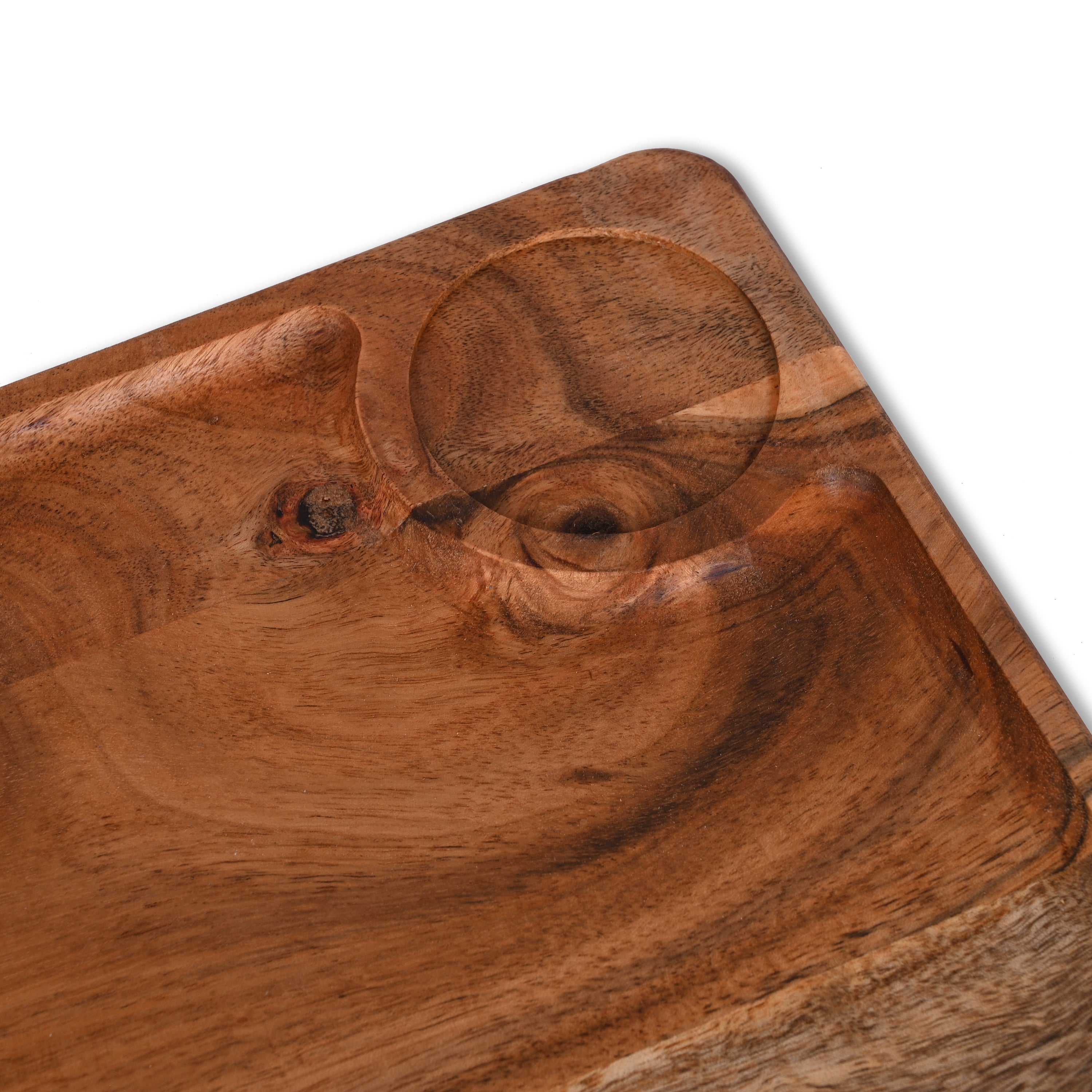 Acacia Wood Serving Board with Cup Holder and Handle