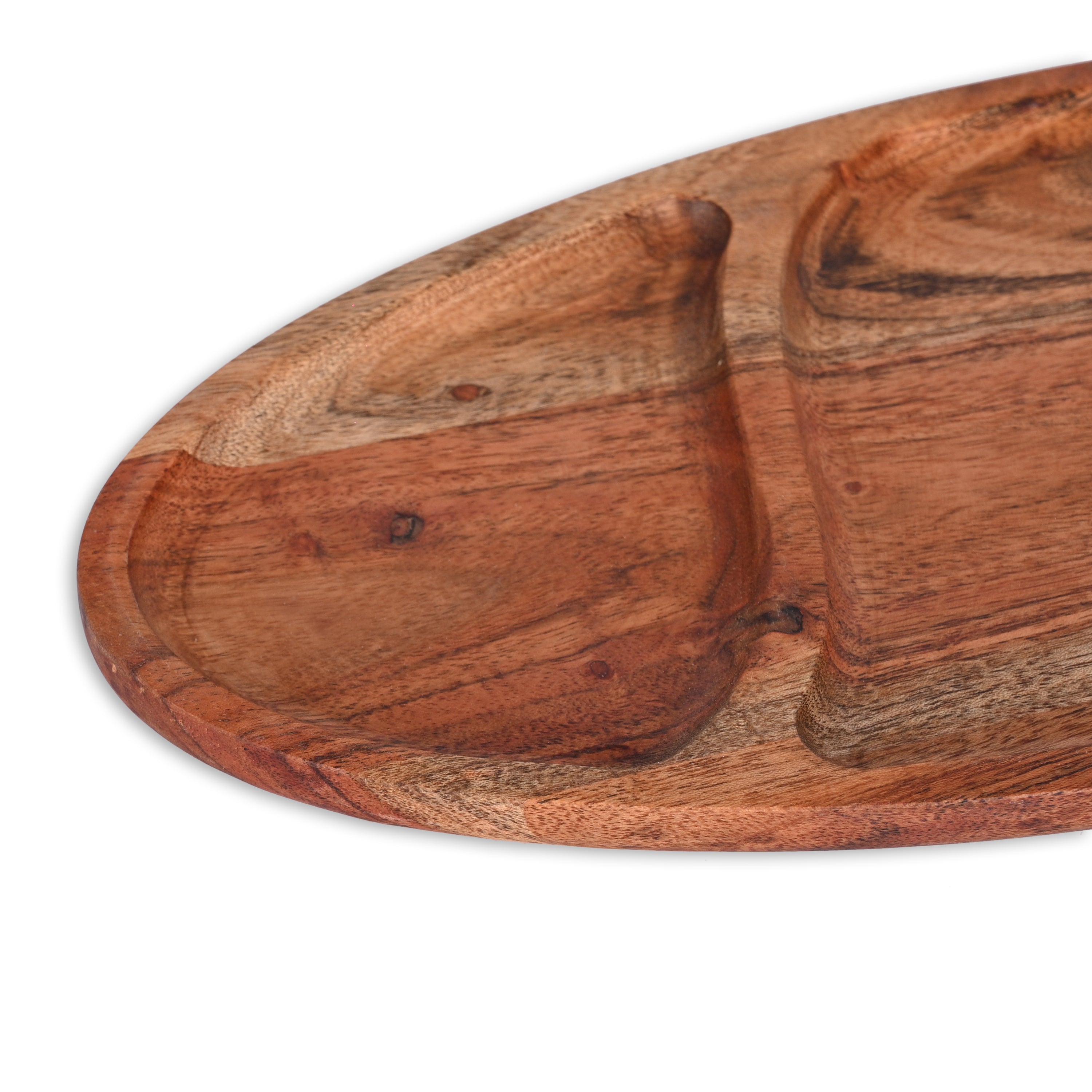 Acacia Wood Oval Divided Serving Tray