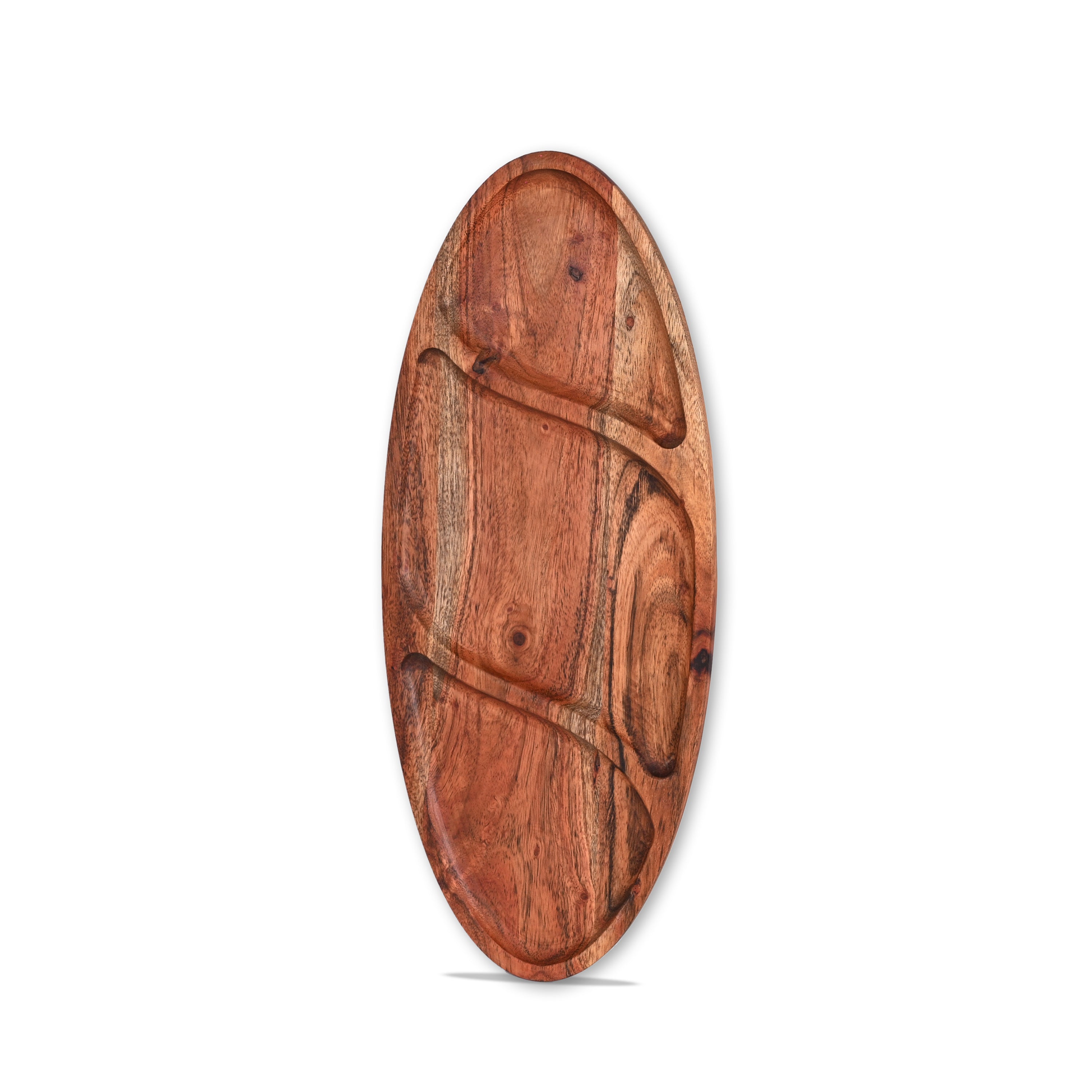 Acacia Wood Oval Divided Serving Tray