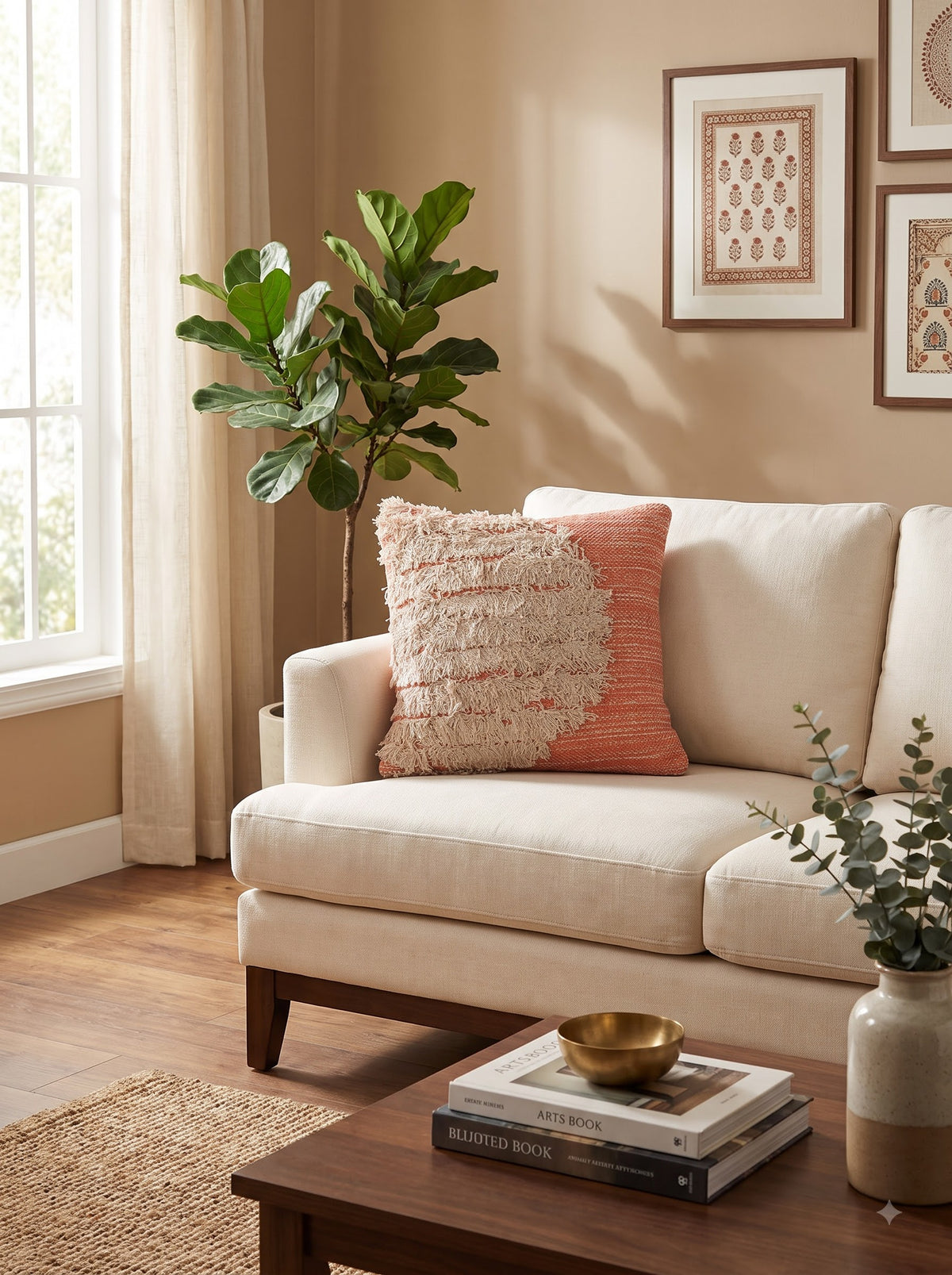 Orange Embroidered Cotton Square Elegant Home Decor Cushion Cover