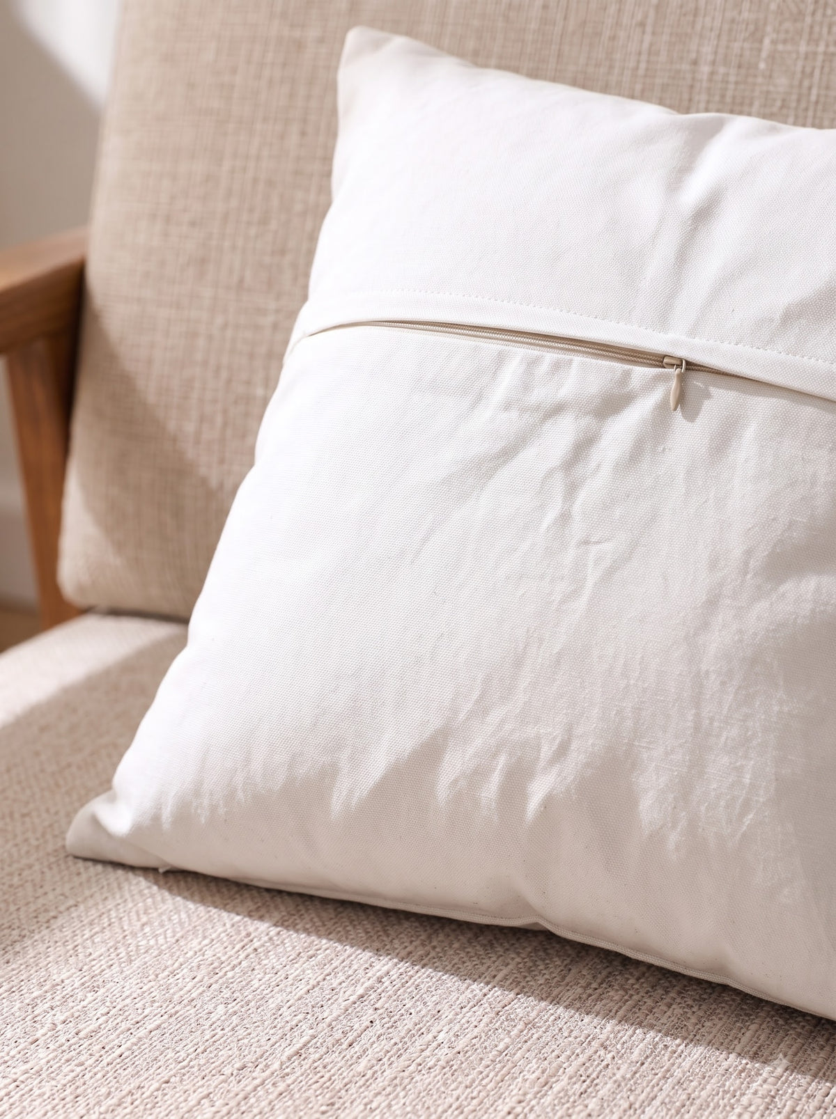 Peach Cotton Cushion Cover with Embroidered Baroque Floral Medallion