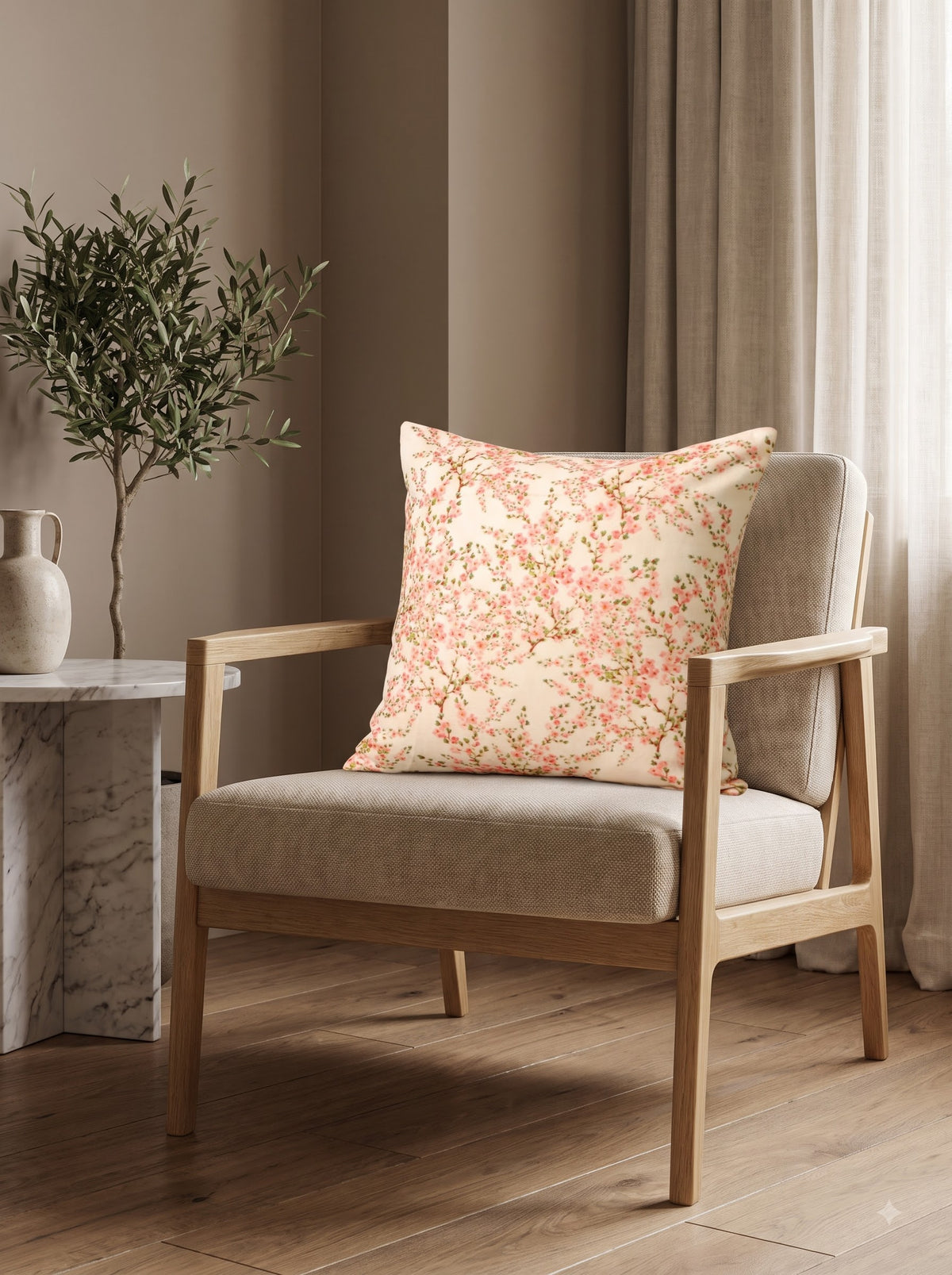 Pink Floral Textured Velvet Square Elegant & Luxurious Cushion Cover