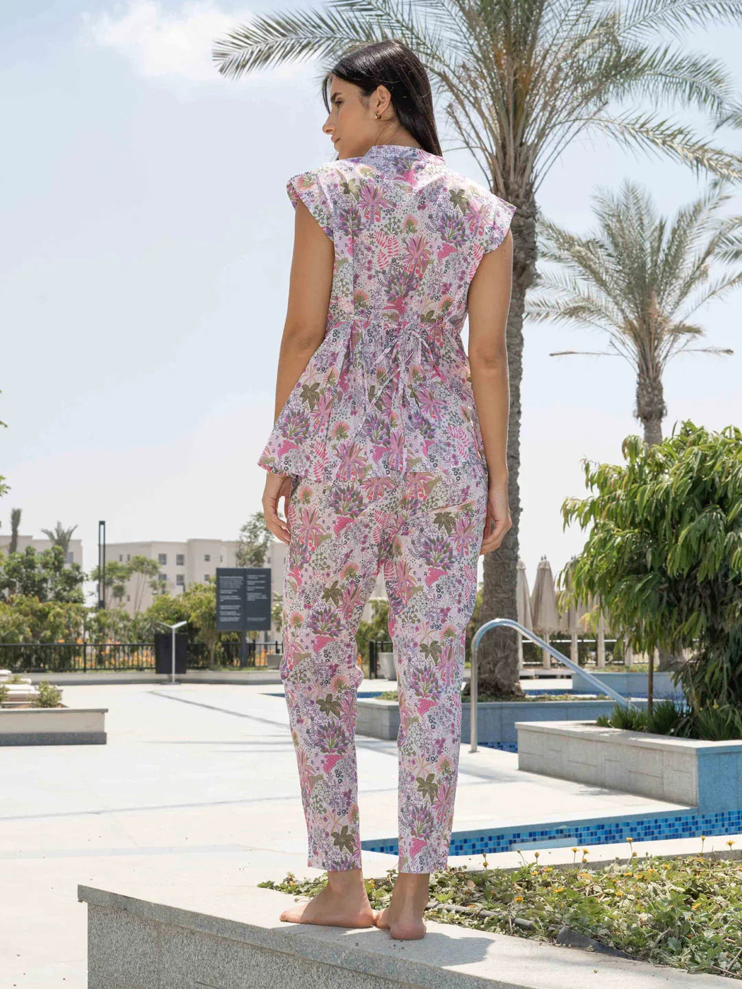 Floral Printed Co-ord Night Suit Set - SanskrutiHomes