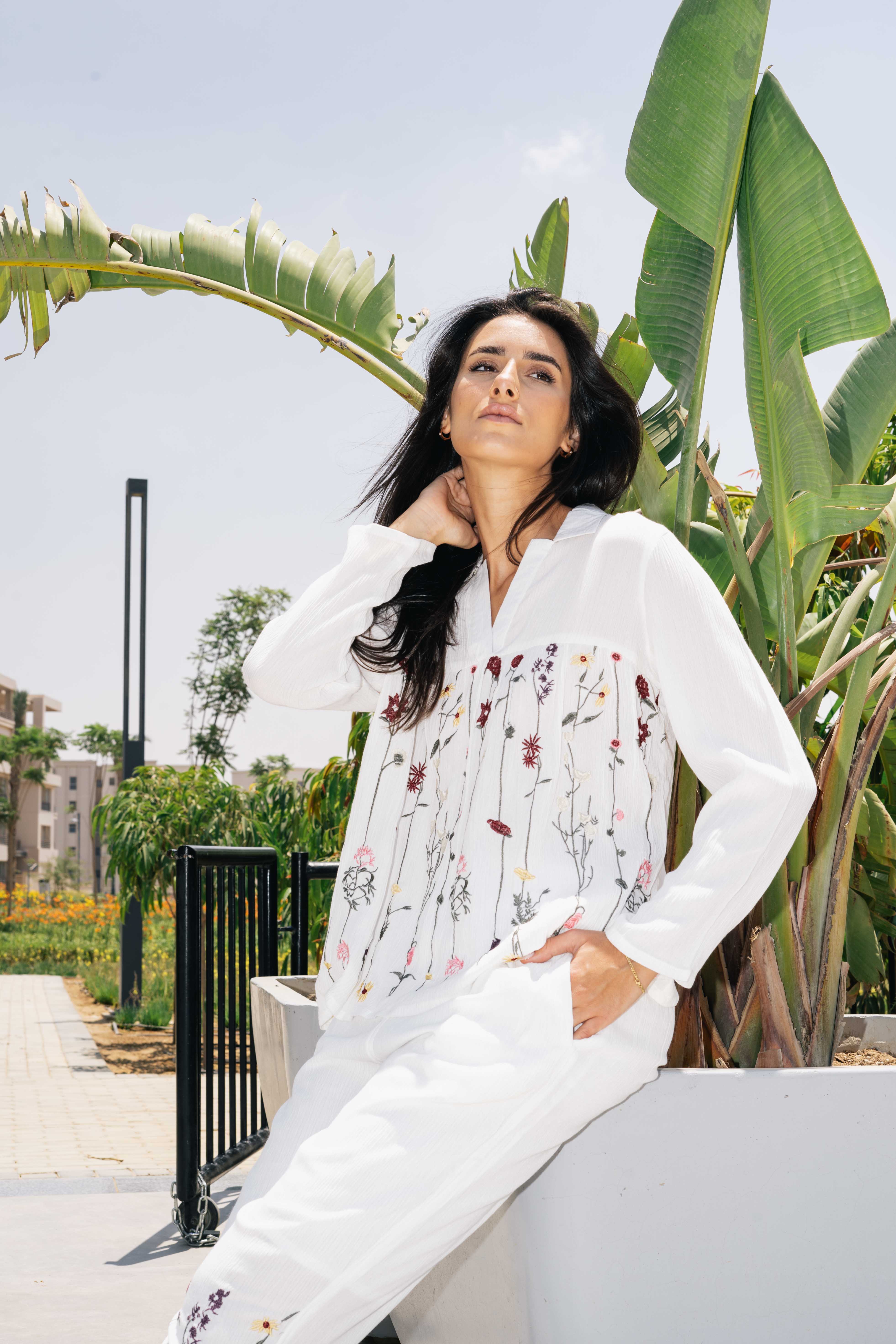 Off White Solid Co-ord Set for Women - SanskrutiHomes