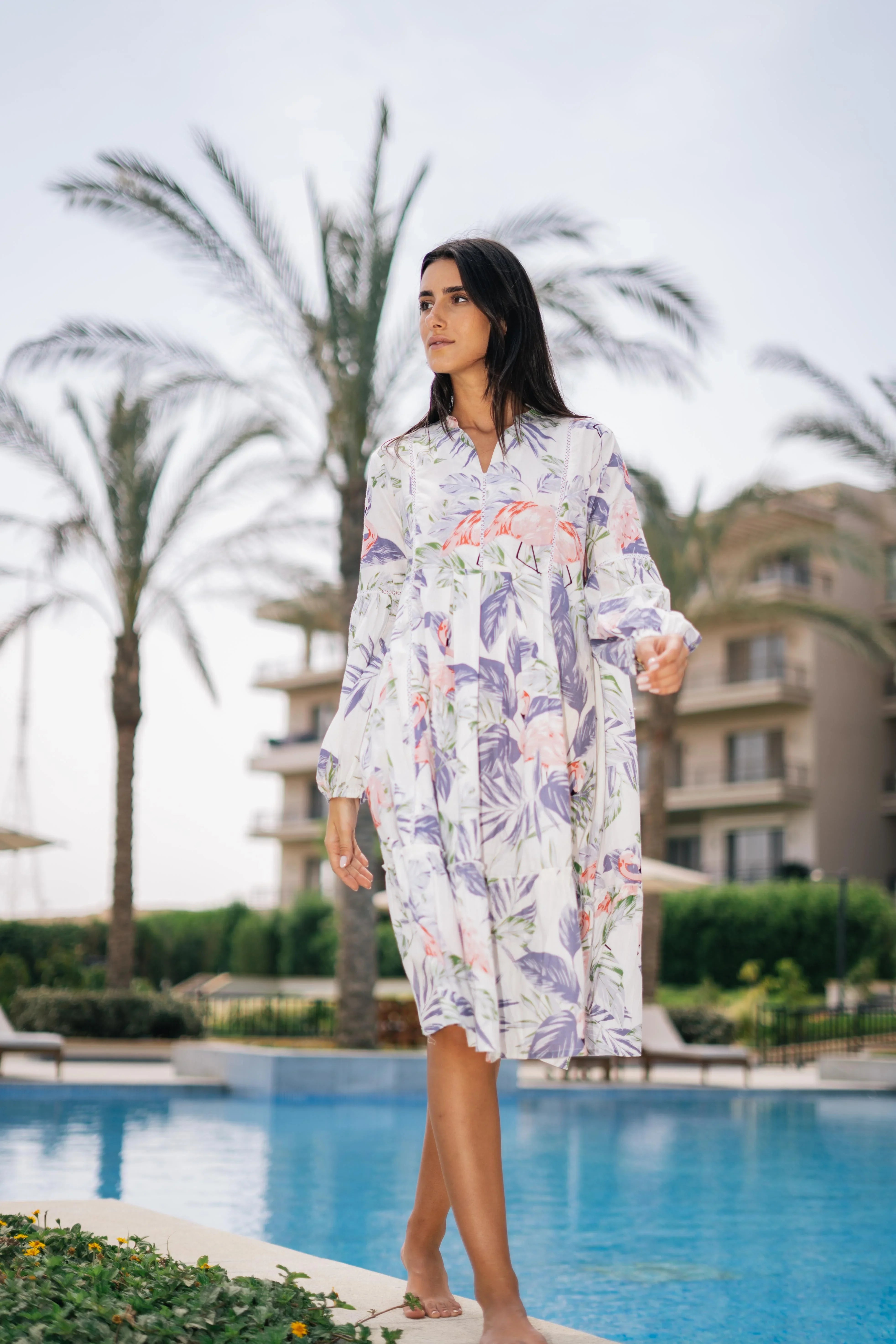 Floral Printed Cotton Dress for Women - SanskrutiHomes