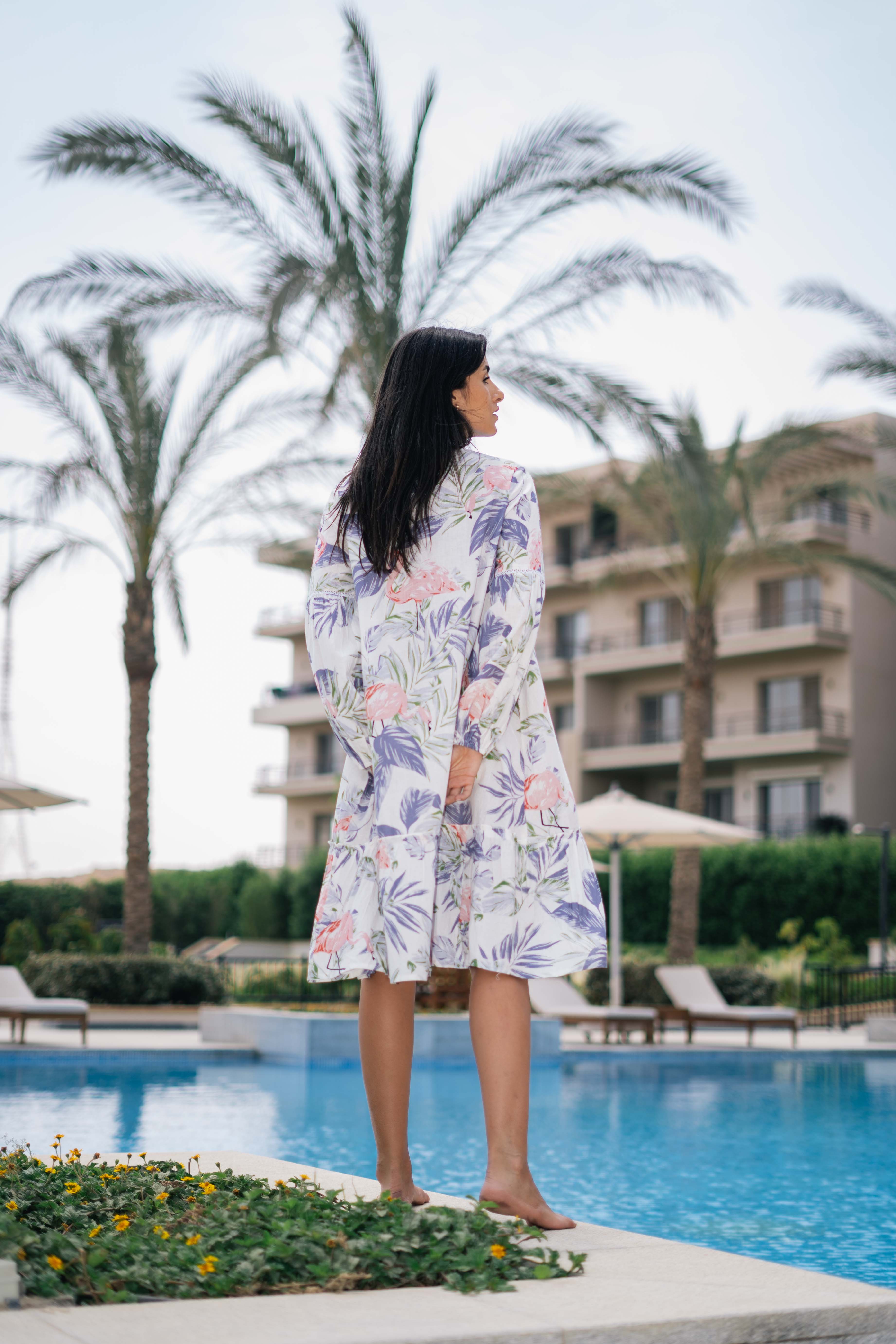 Floral Printed Cotton Dress for Women